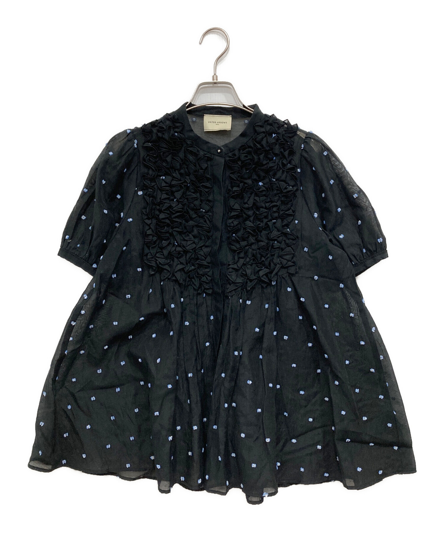 美品＊UNITED ARROWS　2トーン ドットジャガード ブラウス　黒 中古・古着通販】UNITED ARROWS (ユナイテッドアローズ) 2トーン