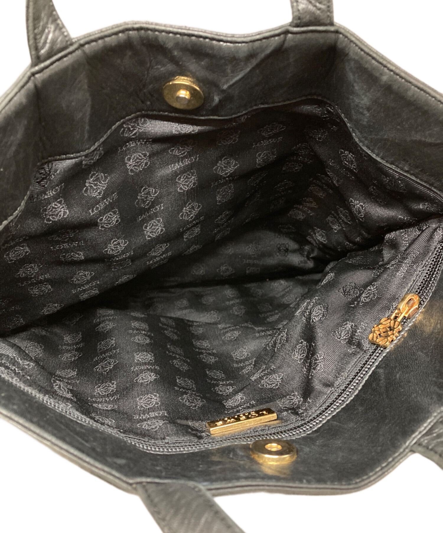 極美品 LOEWE ロエベ ハラコ レオパード ヒョウ 豹柄 ファー 毛皮 トート ハンドバッグ ナッパレザー 本革 ブラック 黒 A4収納可能 極美品 極美品 LOEWE ロエベ ハラコ レオパード トートバッグ