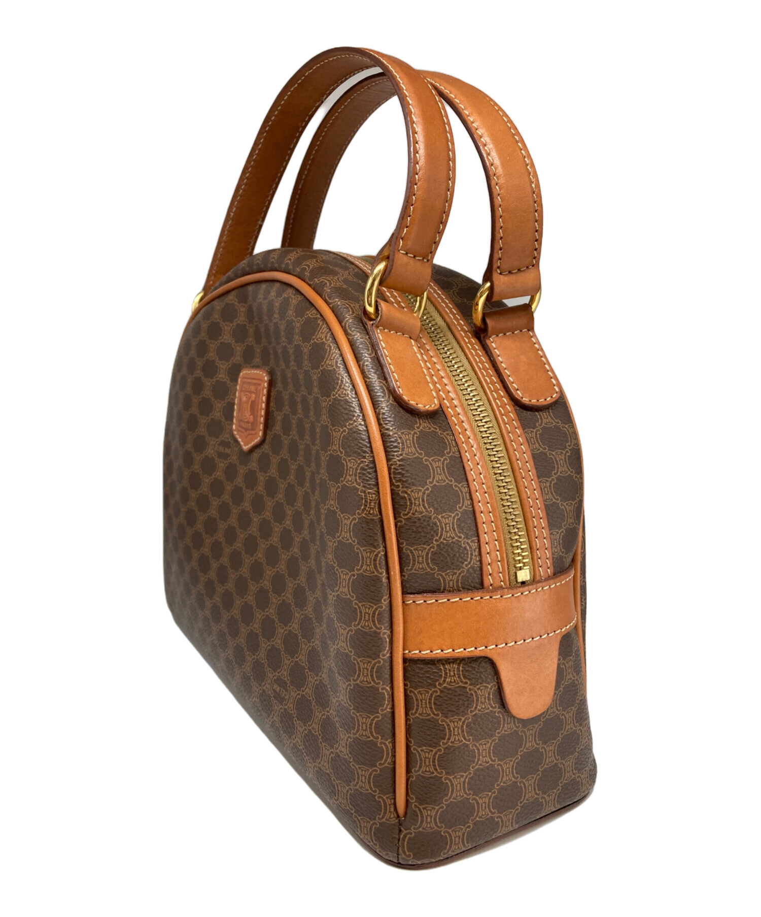 中古・古着通販】CELINE (セリーヌ) マカダム柄ハンドバッグ ブラウン 