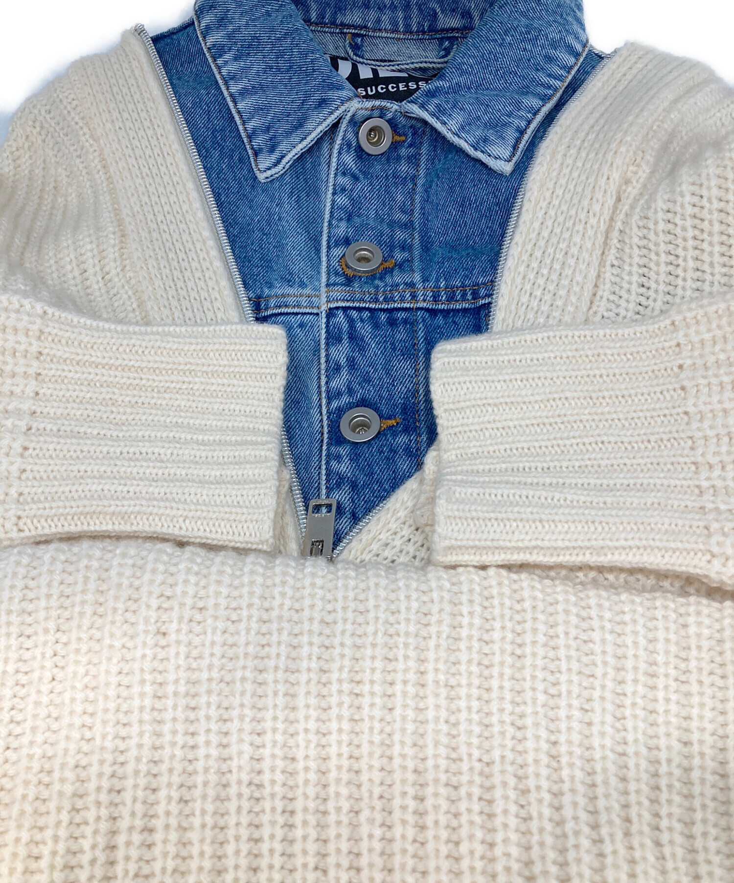 中古・古着通販】DIESEL (ディーゼル) ニットドッキングデニム 中古・古着通販】DIESEL (ディーゼル) ニットドッキングデニム
