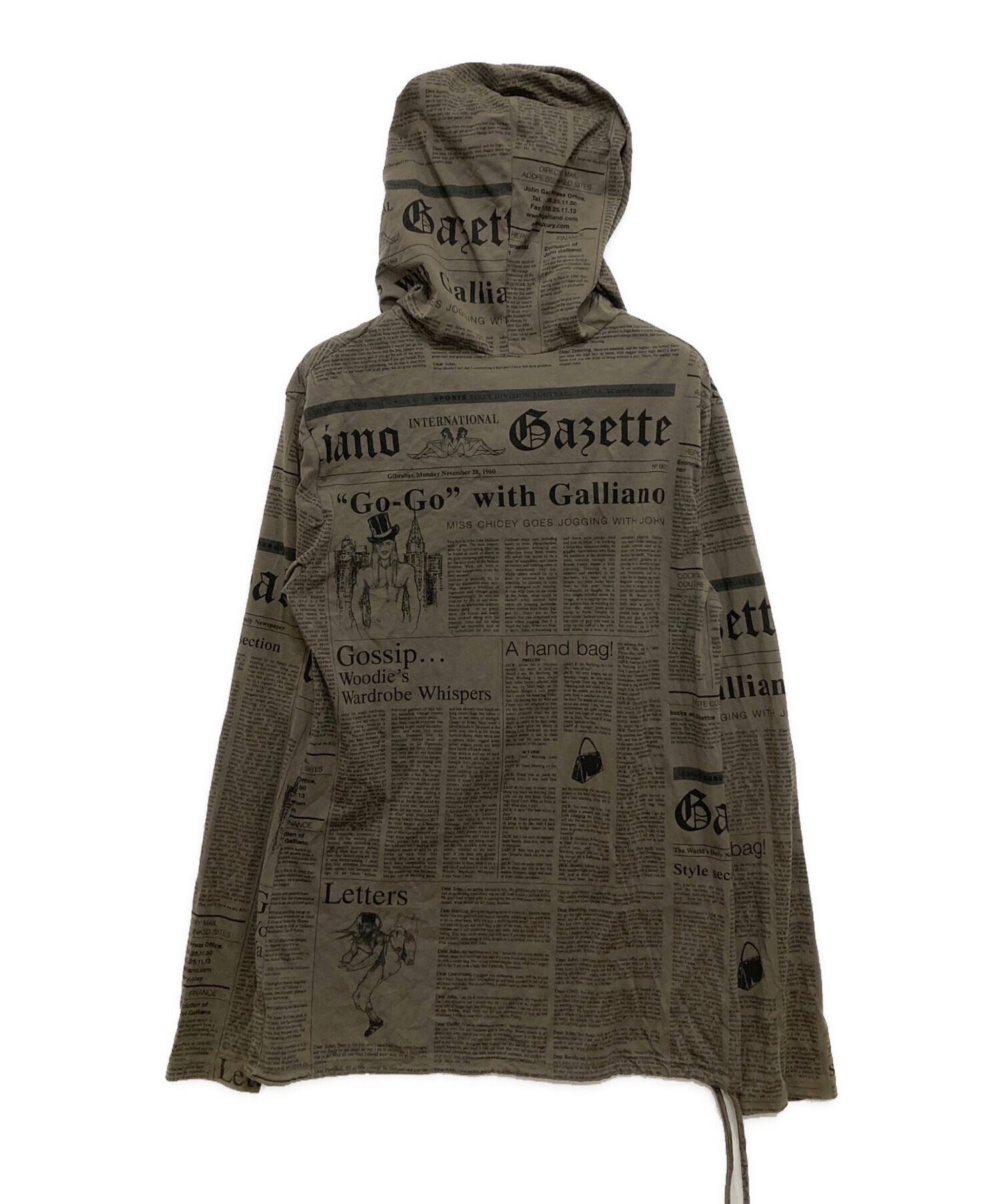 Galliano 新聞プリント パーカー 中古・古着通販】JOHN GALLIANO (ジョンガリアーノ) ニュースペーパー