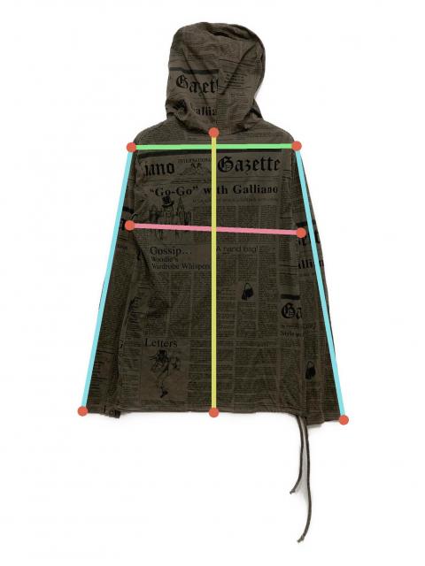 名作 ジョンガリアーノ ニュースペーパー グラフティ落書き パーカー 32 John Galliano(ジョンガリアーノ) / パーカー/ニュースペーパー柄/薄手