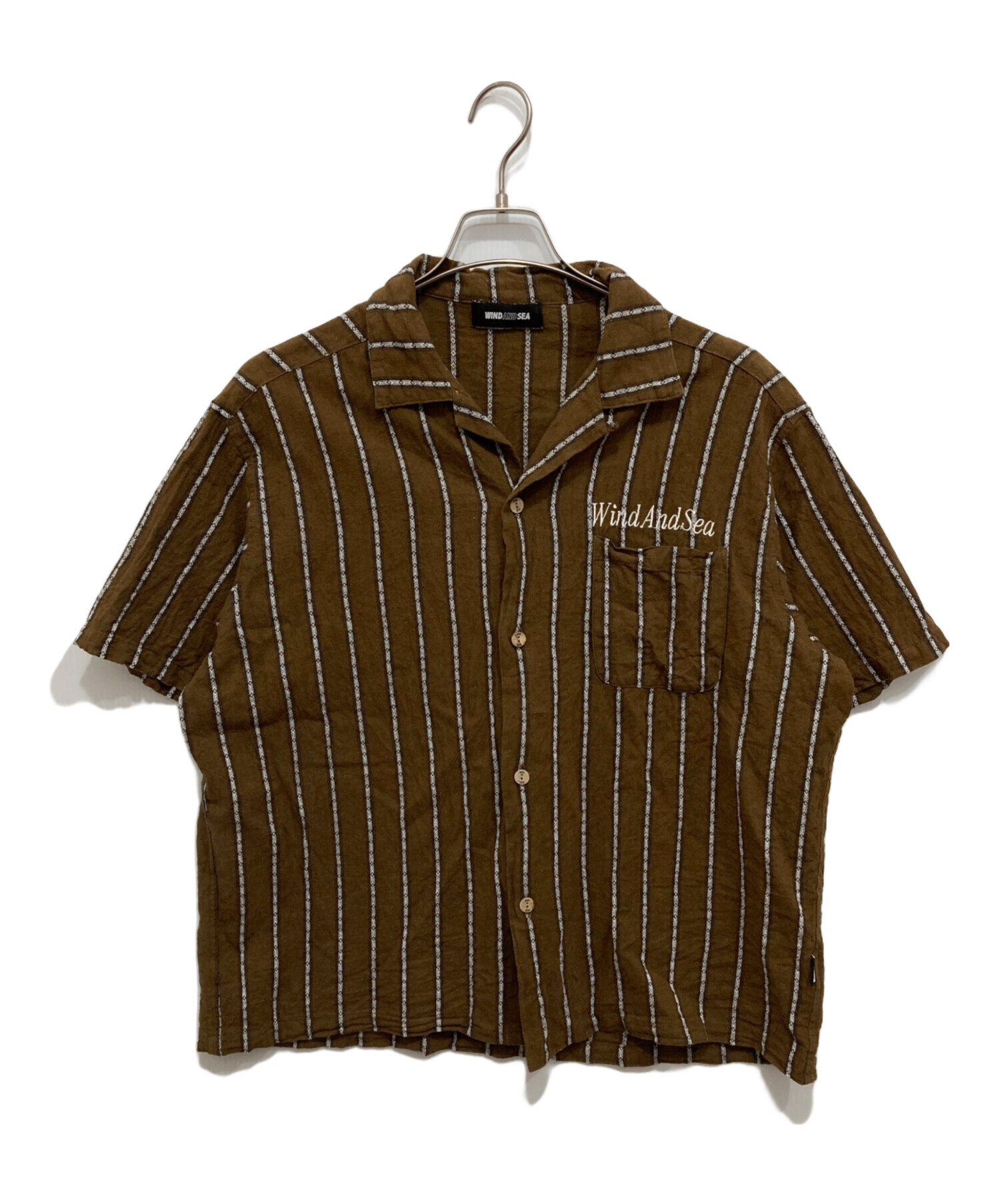 ウィンダンシーSTRIPE LINEN S/S SHIRTS 完売　　　リネン 中古・古着通販】WIND AND SEA (ウィンダンシー) STRIPE LINEN S/S
