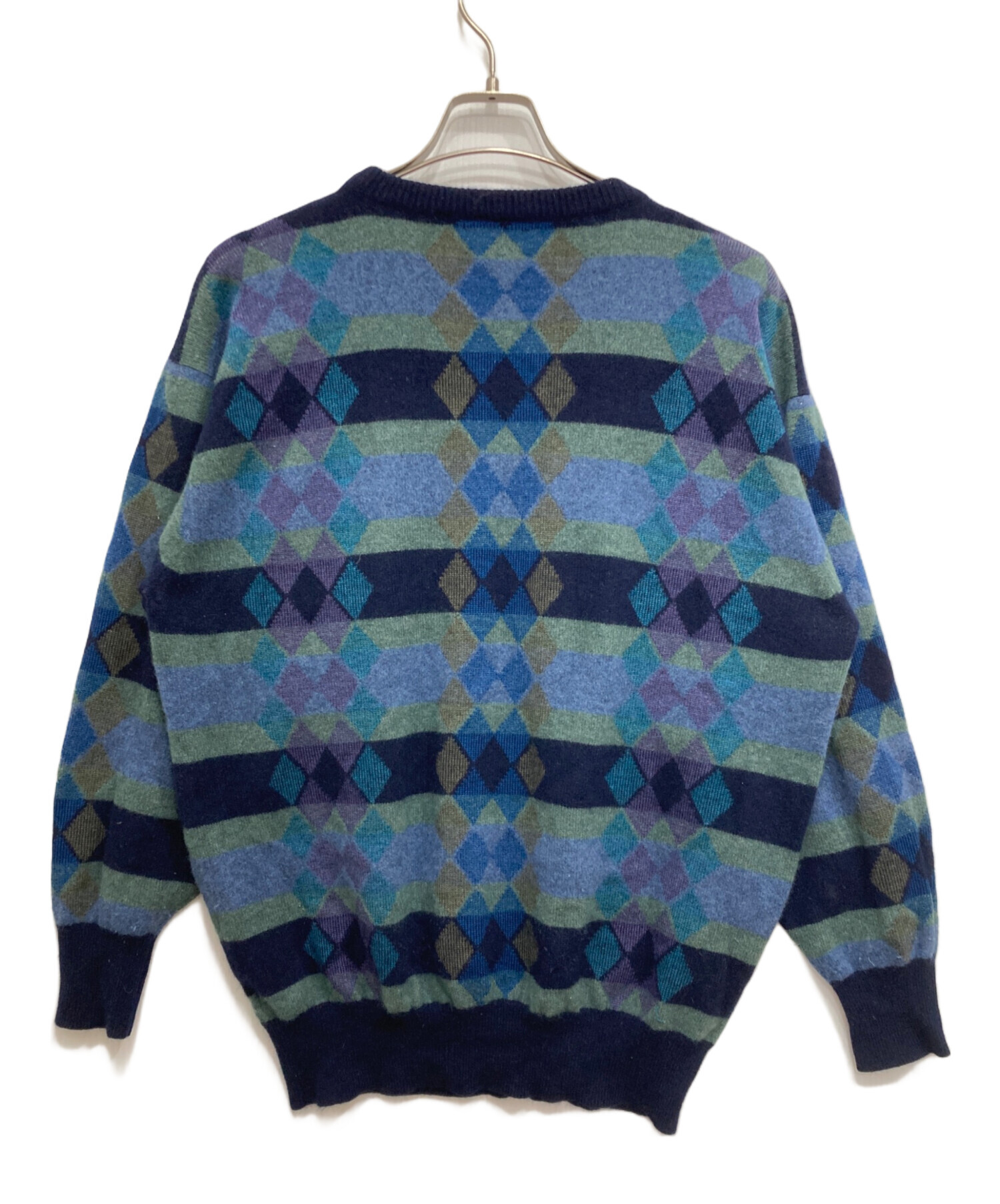 中古・古着通販】dunhill (ダンヒル) アーガイルウールニット ネイビー
