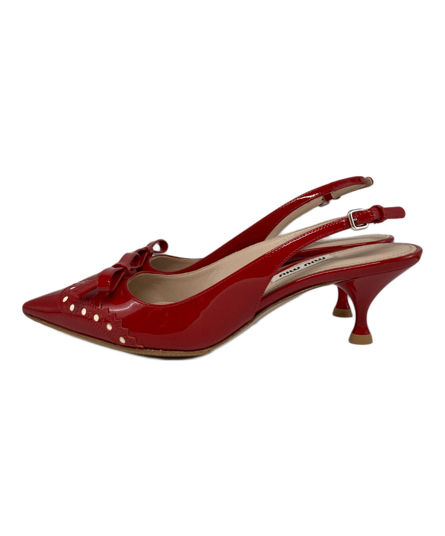 中古・古着通販】MIU MIU (ミュウミュウ) ストラップパンプス レッド