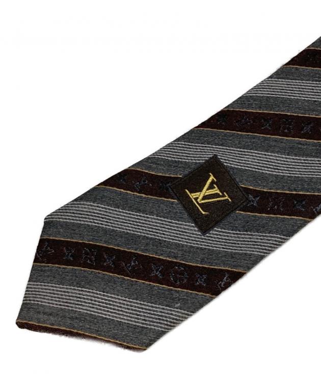 LOUIS VUITTON ネクタイ モノグラム柄 グレー 中古・古着通販】LOUIS VUITTON (ルイ ヴィトン) モノグラム柄ネクタイ