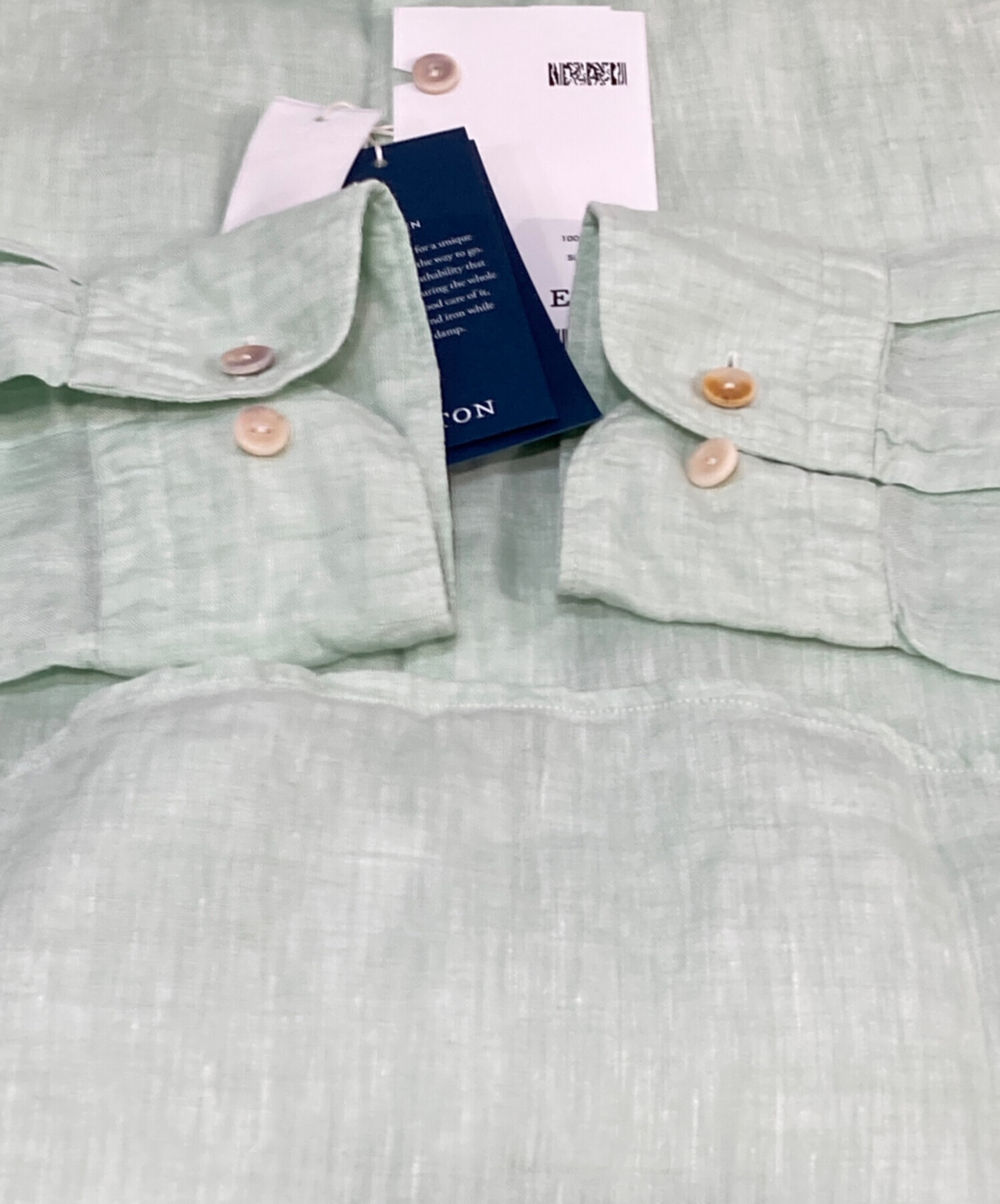 中古・古着通販】ETON (イートン) リネンシャツ 黄緑 サイズ:S 未使用 