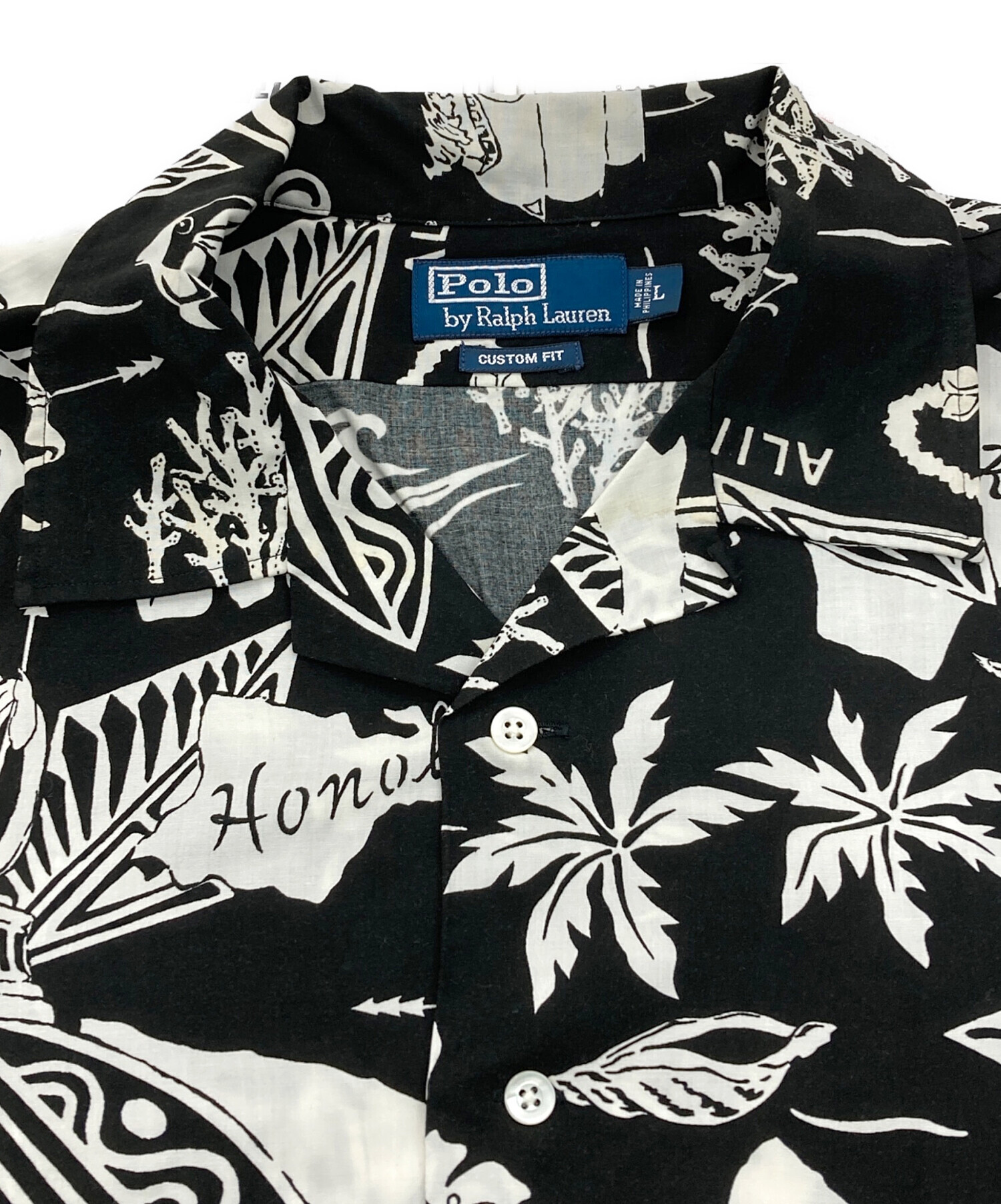 【美品】XL 黒白 レーヨン ralph lauren ハワイアンシャツ 中古・古着通販】POLO RALPH LAUREN (ポロ・ラルフローレン) レーヨン