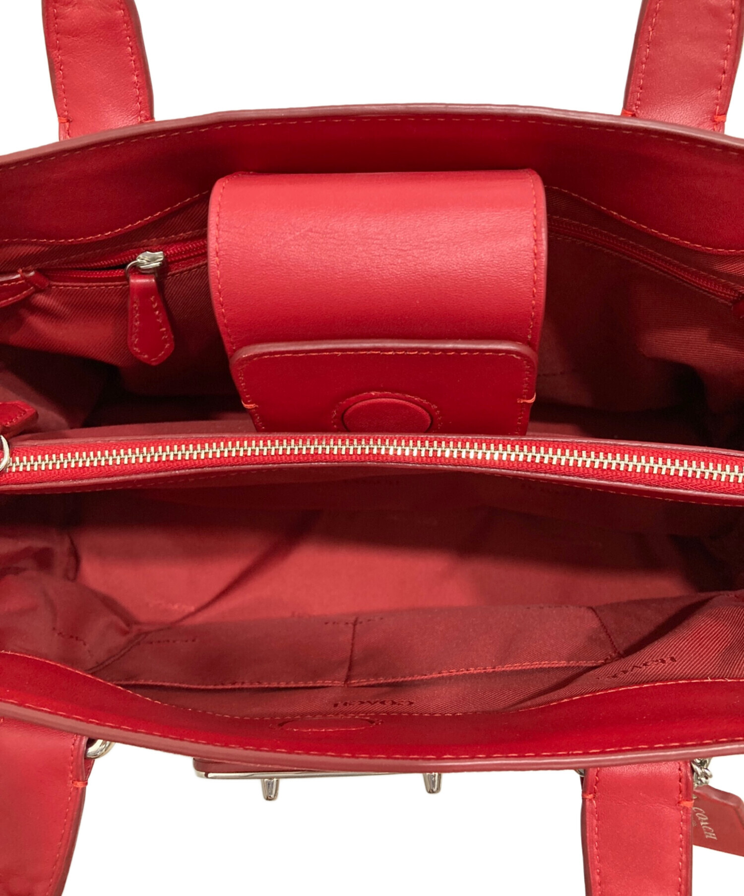 USEDコーチトートバッグ 中古・古着通販】COACH (コーチ) トートバッグ レッド｜ブランド・古着