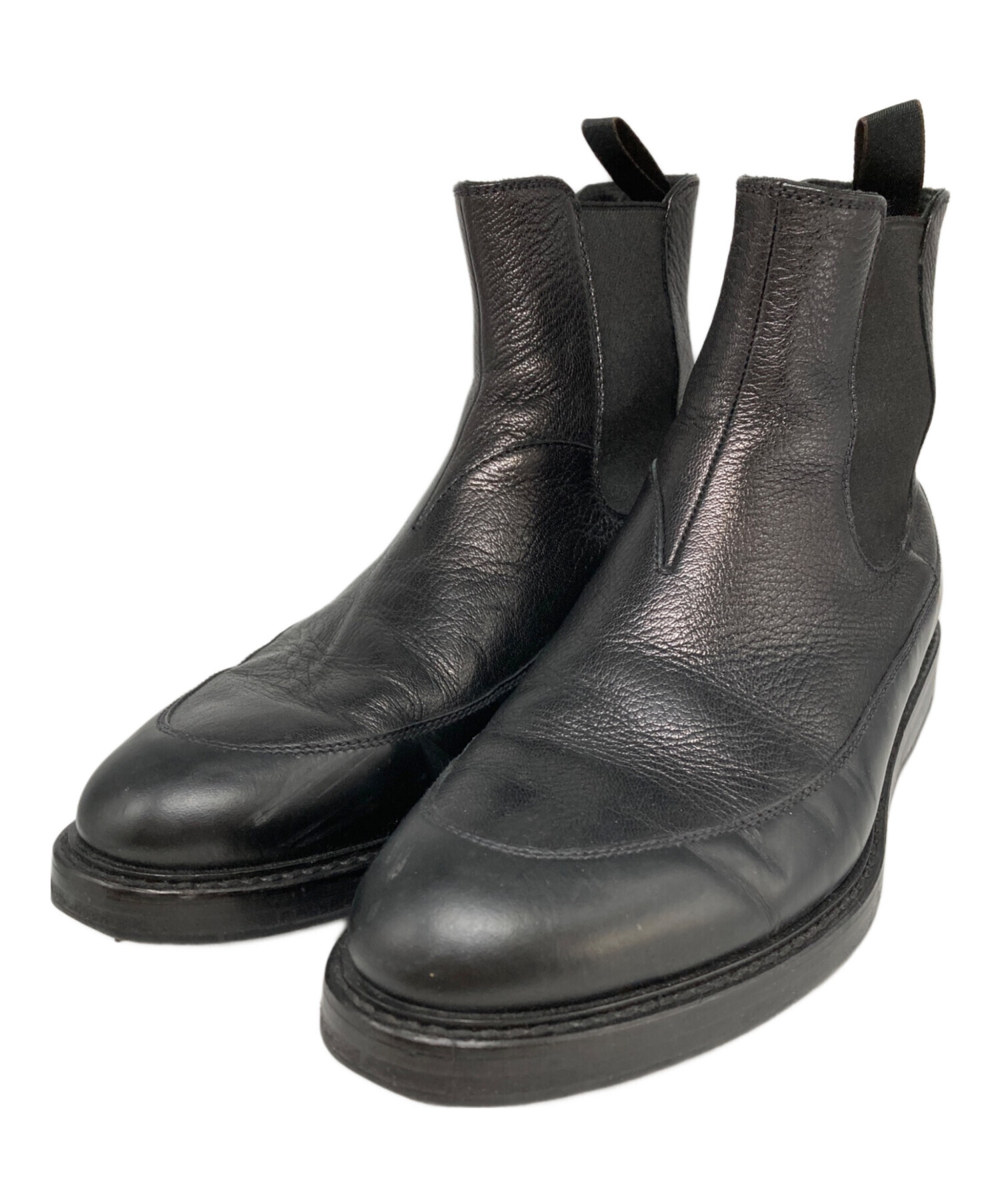EMPORIO ARMANIサイドゴア本革ショートブーツ黒アルマーニ39 中古・古着通販】EMPORIO ARMANI (エンポリオ アルマーニ) サイドゴア