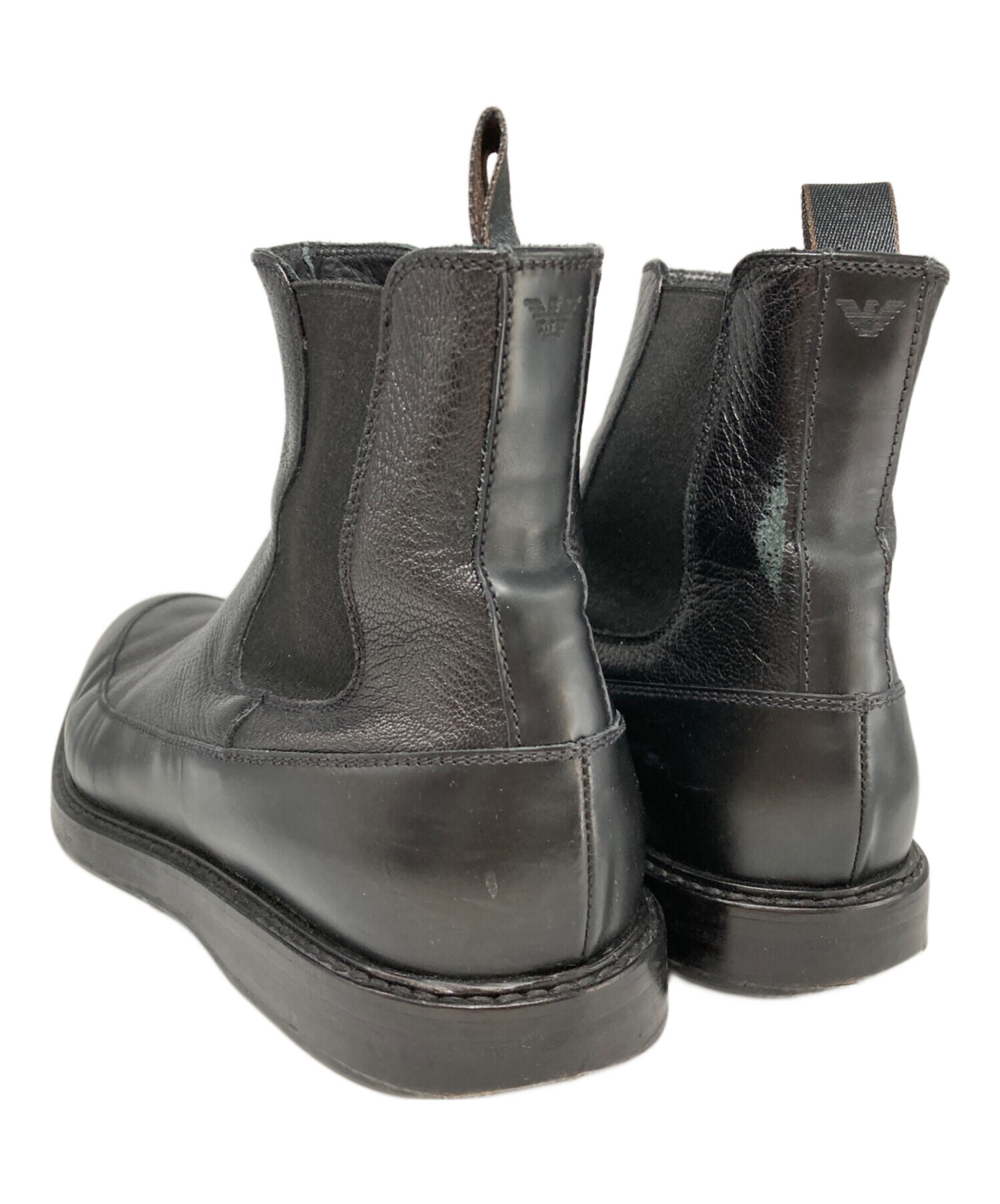 EMPORIO ARMANIサイドゴア本革ショートブーツ黒アルマーニ39 中古・古着通販】EMPORIO ARMANI (エンポリオ アルマーニ) サイドゴア