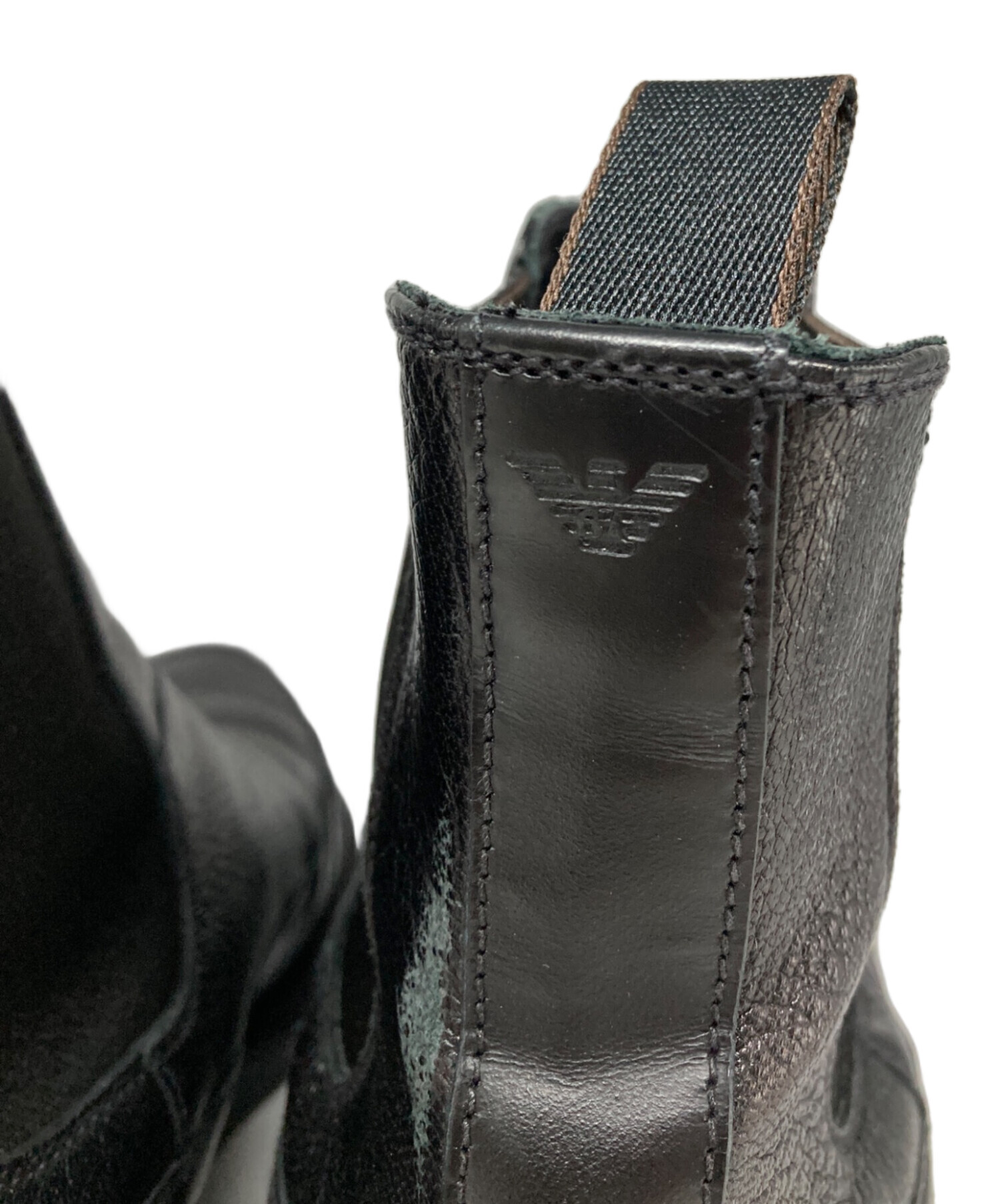 EMPORIO ARMANIサイドゴア本革ショートブーツ黒アルマーニ39 中古・古着通販】EMPORIO ARMANI (エンポリオ アルマーニ) サイドゴア