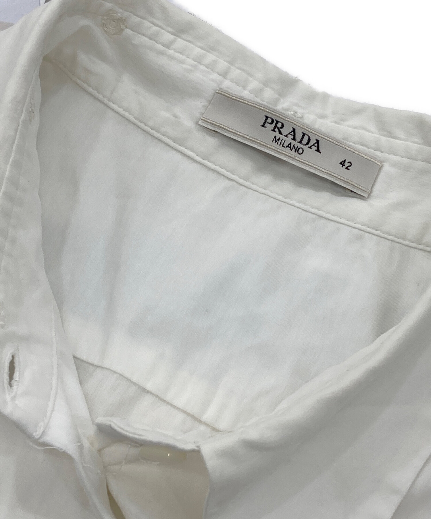中古・古着通販】PRADA (プラダ) レギュラーシャツ ホワイト サイズ