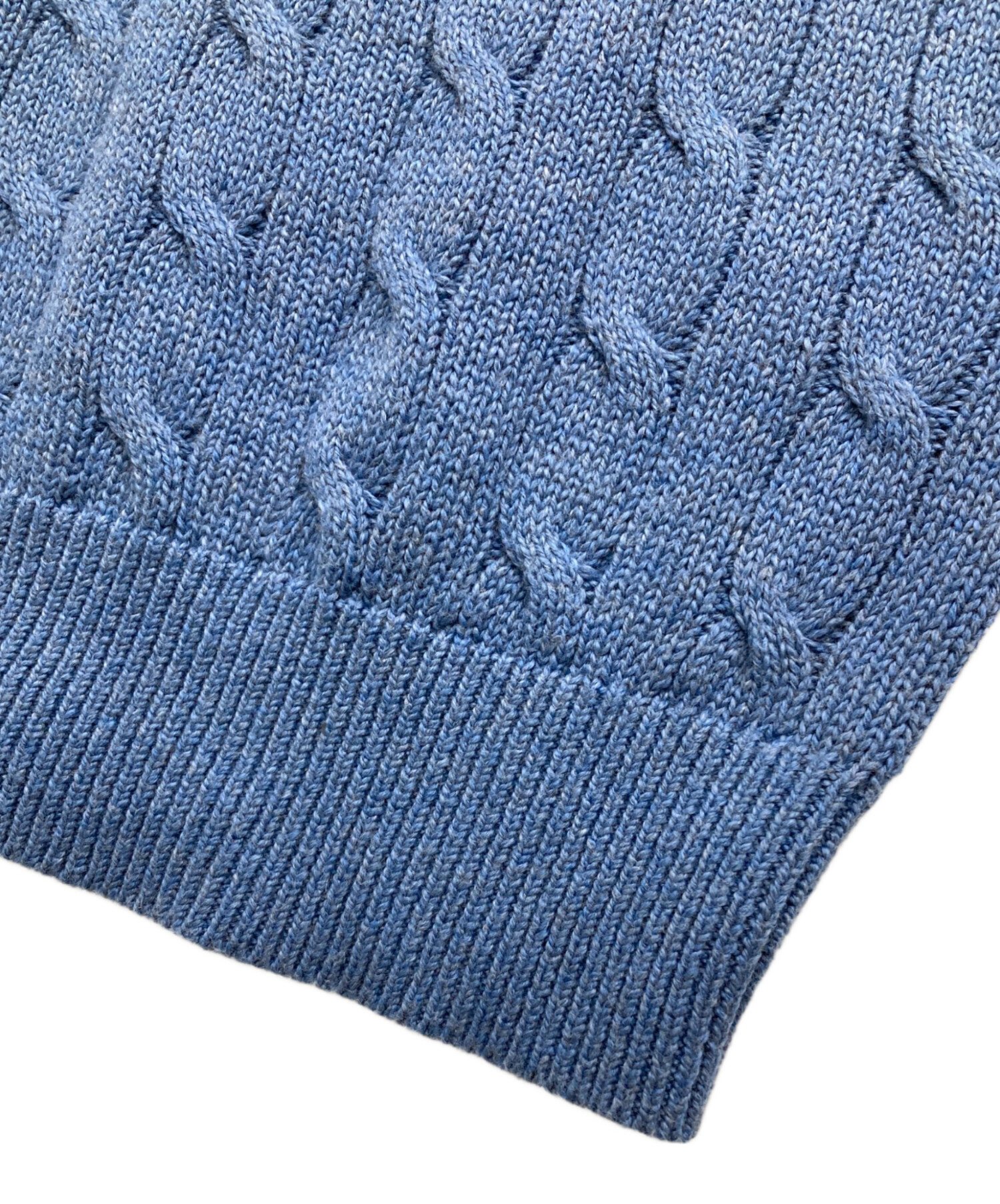 【未使用級✨】ポロラルフローレン 半袖 ケーブルニットポロシャツ QRタグ 紺L POLO R.LAUREN] レディース ポロシャツ 半袖 ケーブルニット (POLO