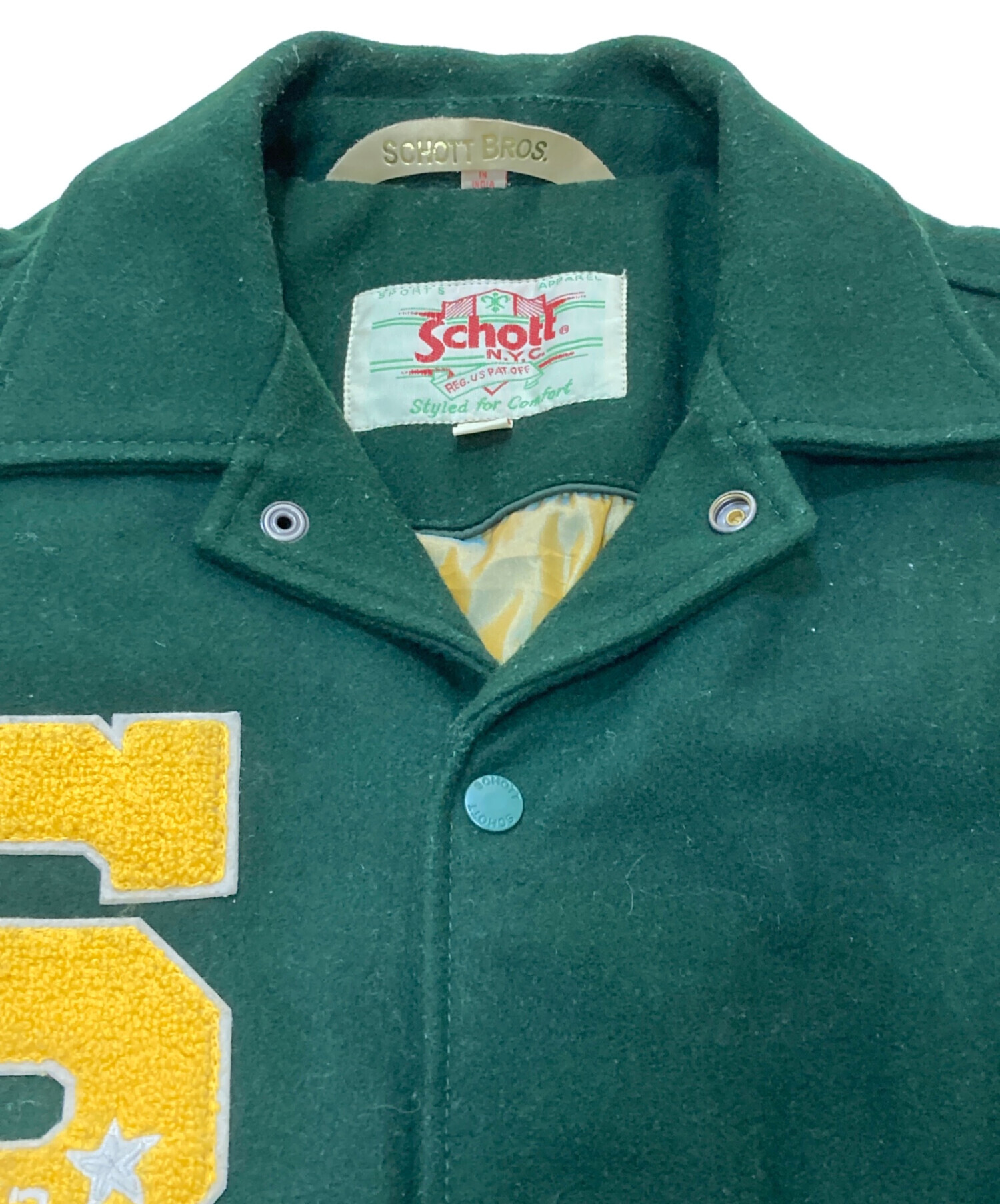 Schott ショット N.Y.C US製 スタジャン 90's 中古・古着通販】Schott (ショット) スタジャン グリーン サイズ:M