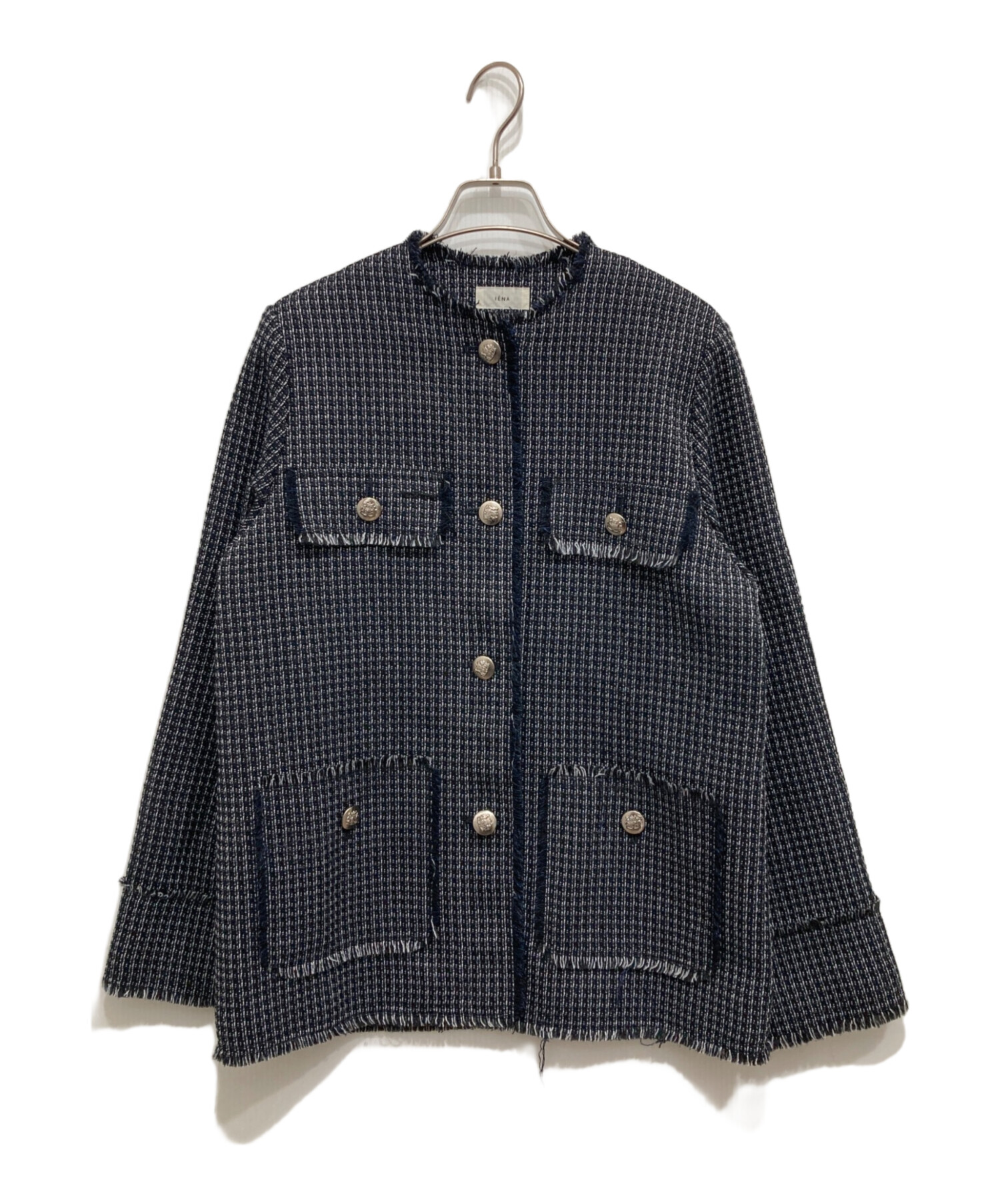 中古・古着通販】IENA (イエナ) ＆NAVYノーカラーツィード ジャケット