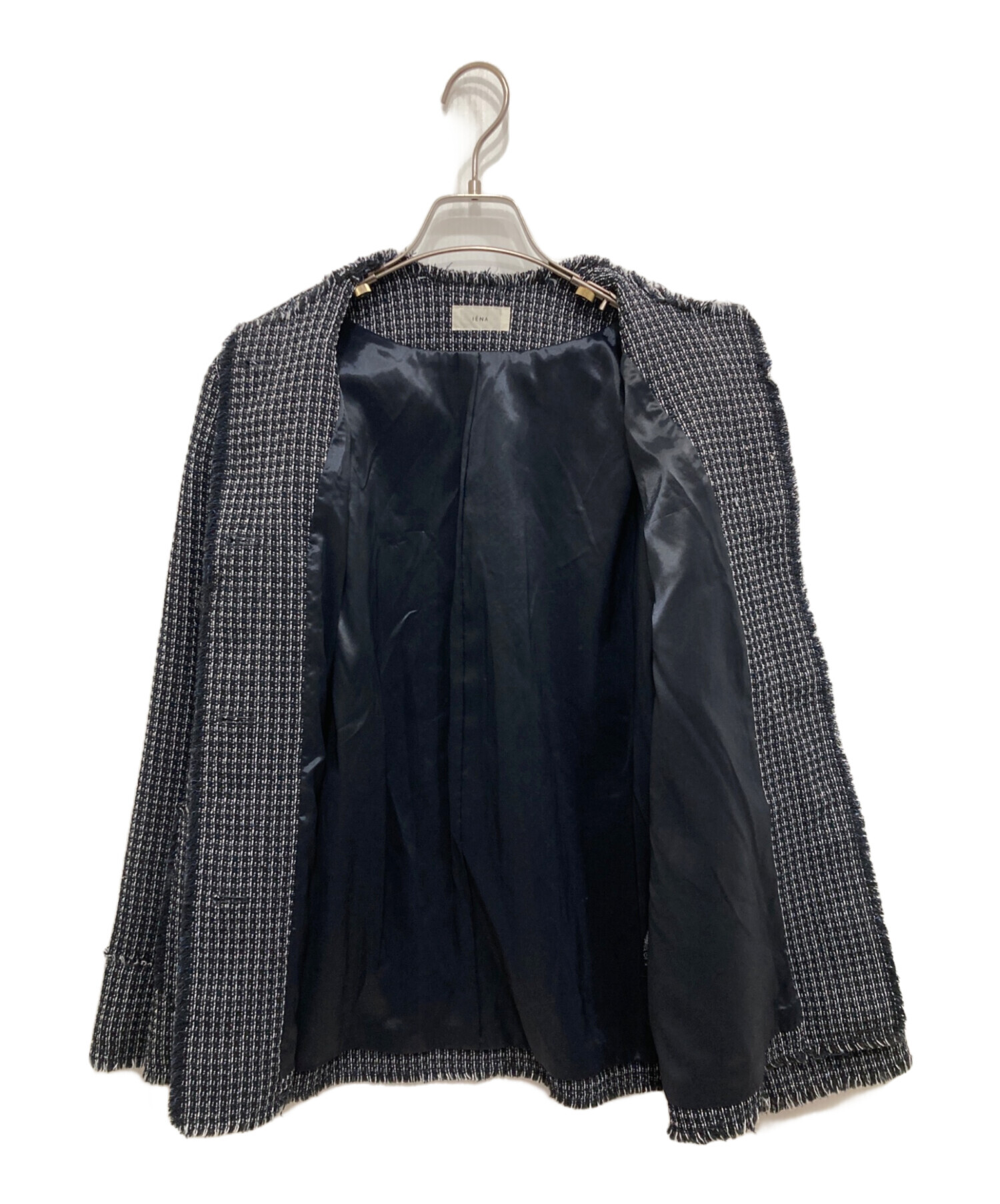 中古・古着通販】IENA (イエナ) ＆NAVYノーカラーツィード ジャケット