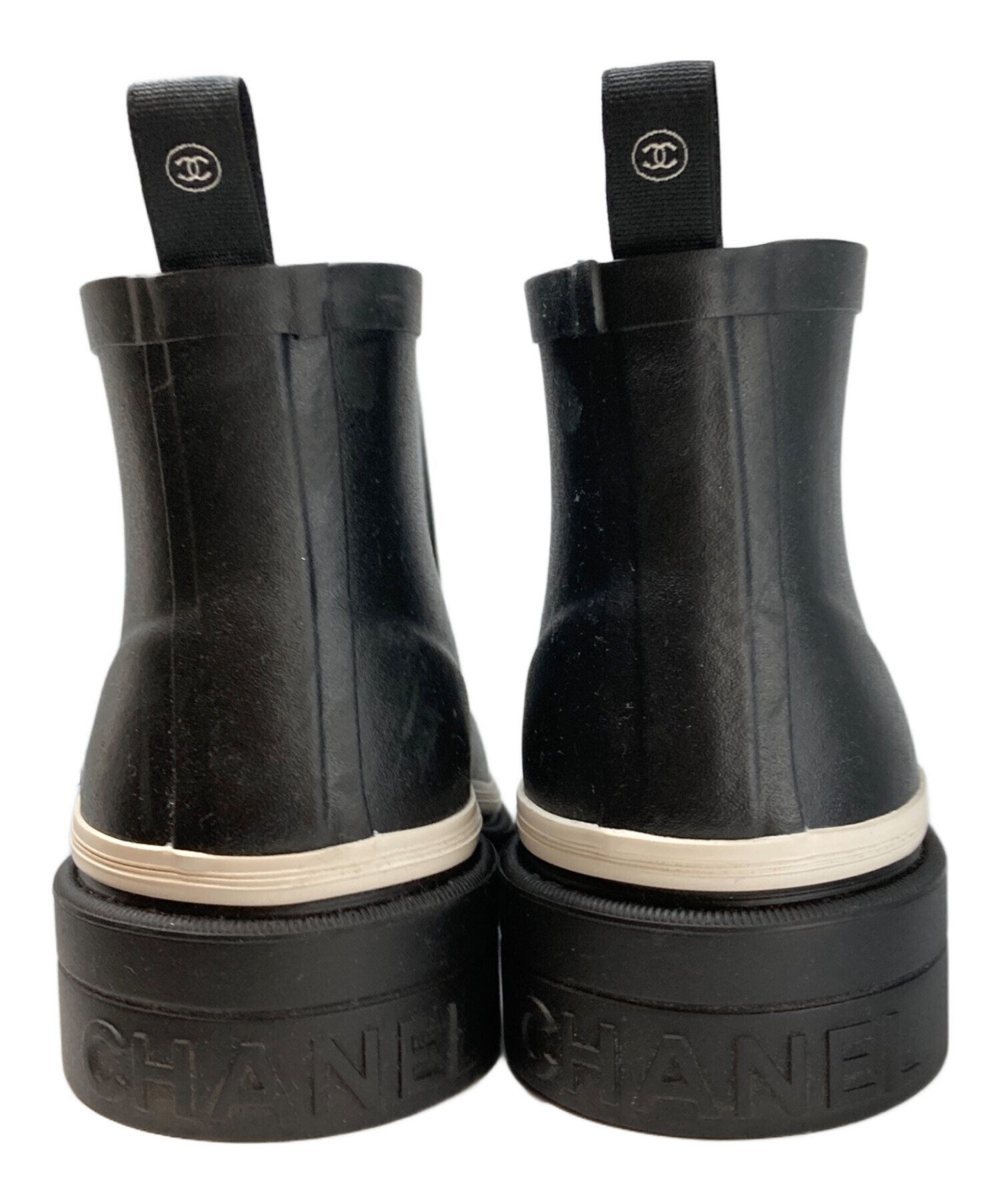 中古・古着通販】CHANEL (シャネル) レインブーツ ブラック サイズ
