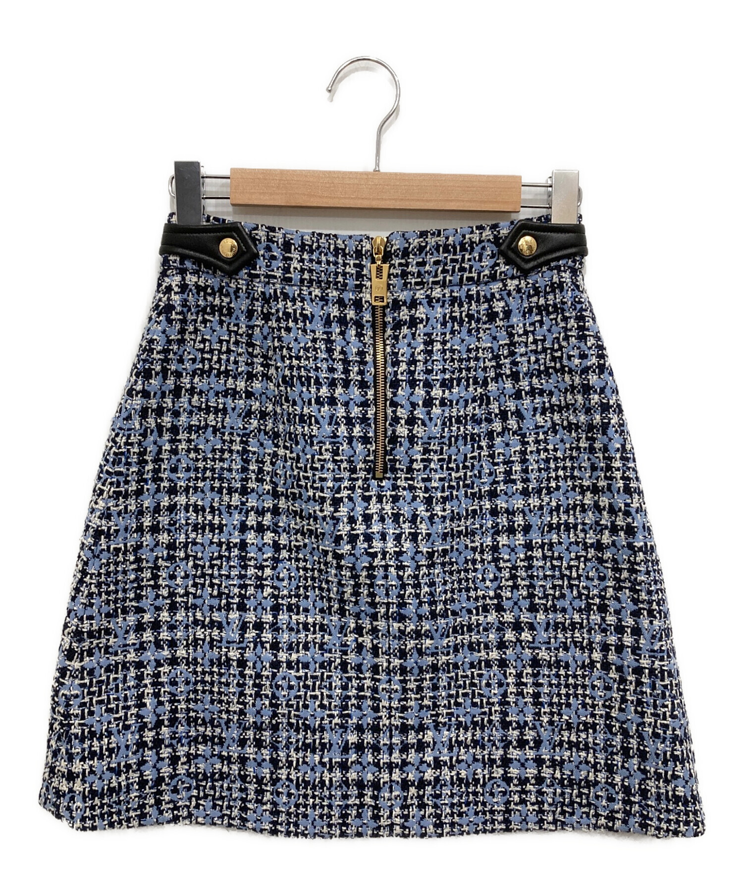 LOUIS VUITTONルイヴィトン【38】シルク100%スカート ティアード 中古・古着通販】LOUIS VUITTON (ルイ ヴィトン) モノグラムツイード