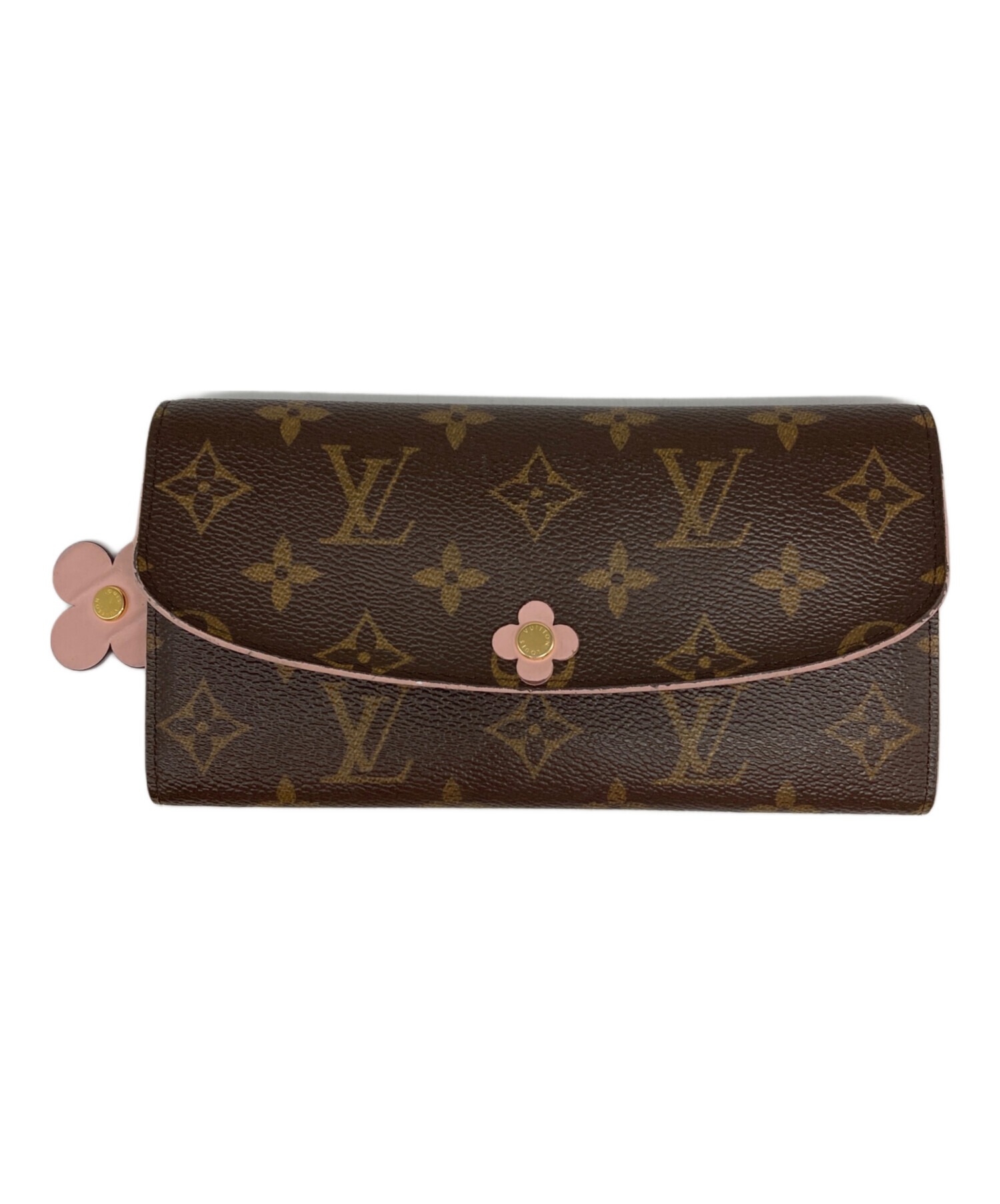Louis Vuitton 長財布 ブラウン ピンク 名入れ 中古・古着通販】LOUIS VUITTON (ルイ ヴィトン) 長財布 ブラウン