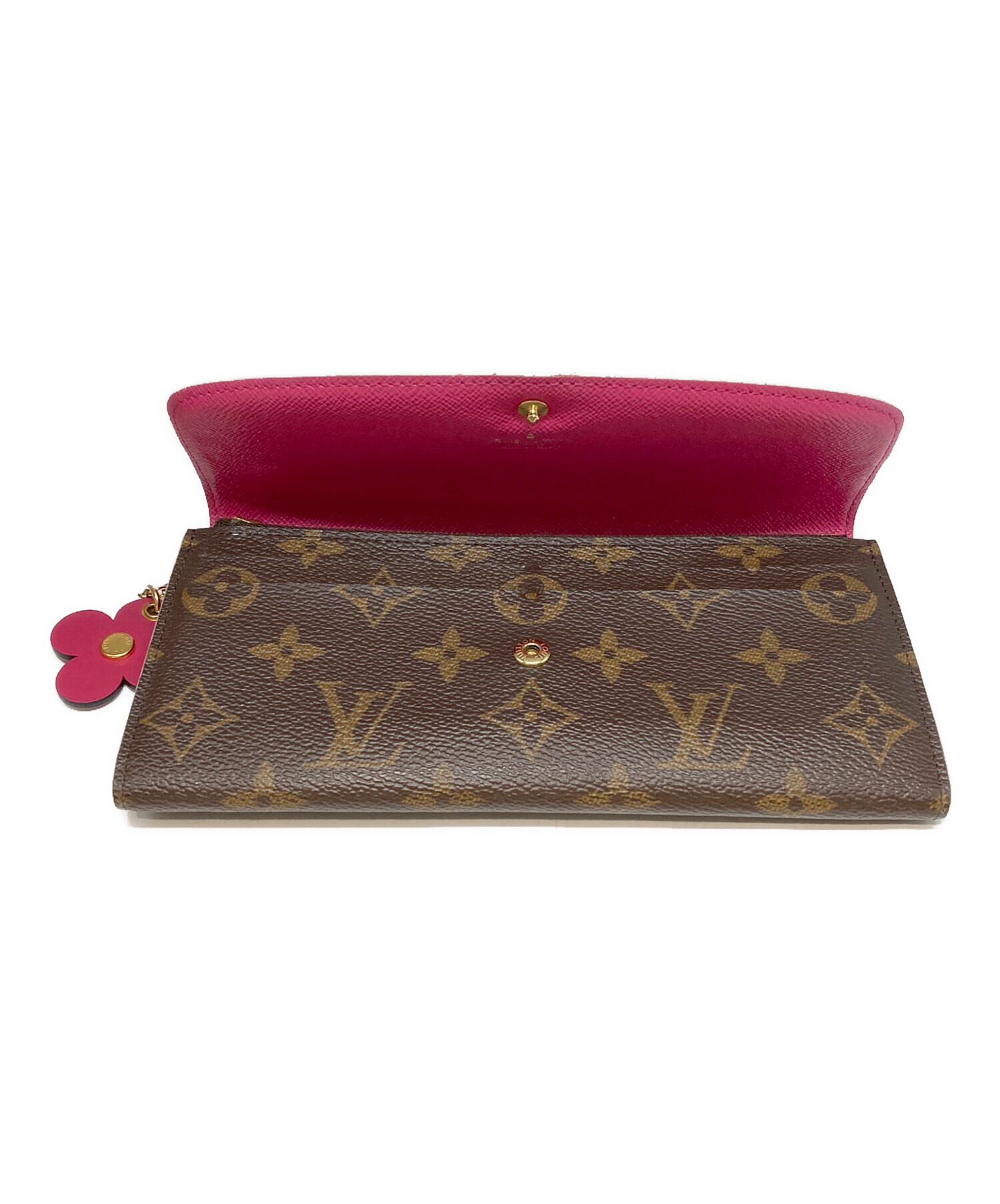 財布　ピンク　LVロゴ　レディース　ブラウン　バッグ　本革　スナップフィット 中古・古着通販】LOUIS VUITTON (ルイ ヴィトン) 長財布 ブラウン