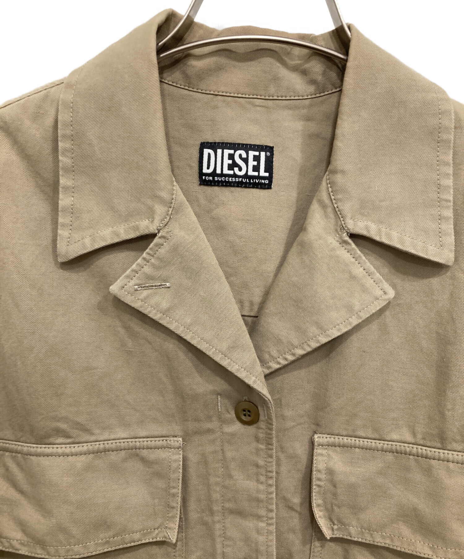 中古・古着通販】DIESEL (ディーゼル) 半袖ミリタリーシャツ カーキ