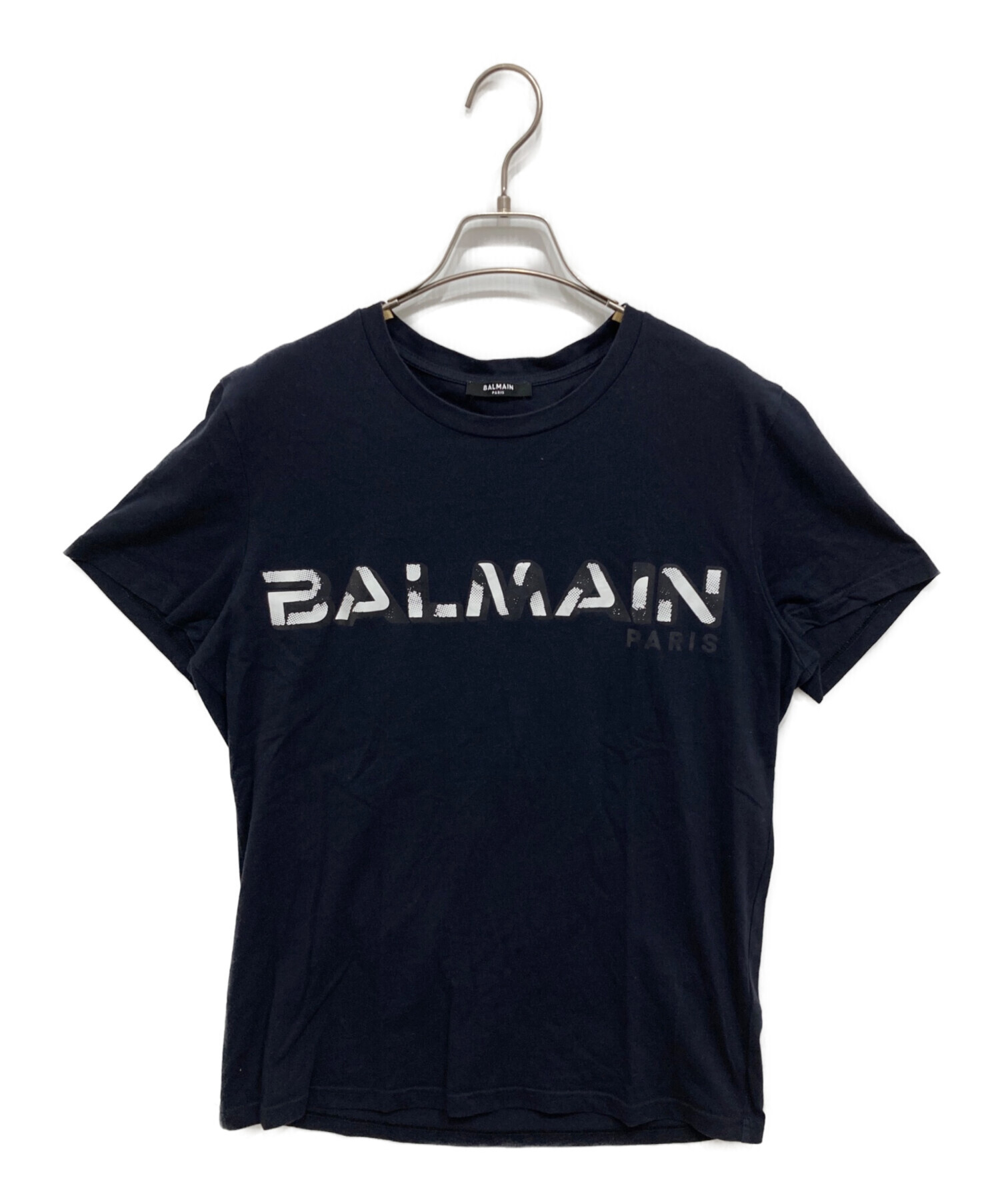 BALMAIN - BALMAIN バルマン ノースリーブ XS 白 【古着】【中古】【送料無料】 【古着】【中古】 中古・古着通販】BALMAIN (バルマン) プリントTシャツ ネイビー サイズ