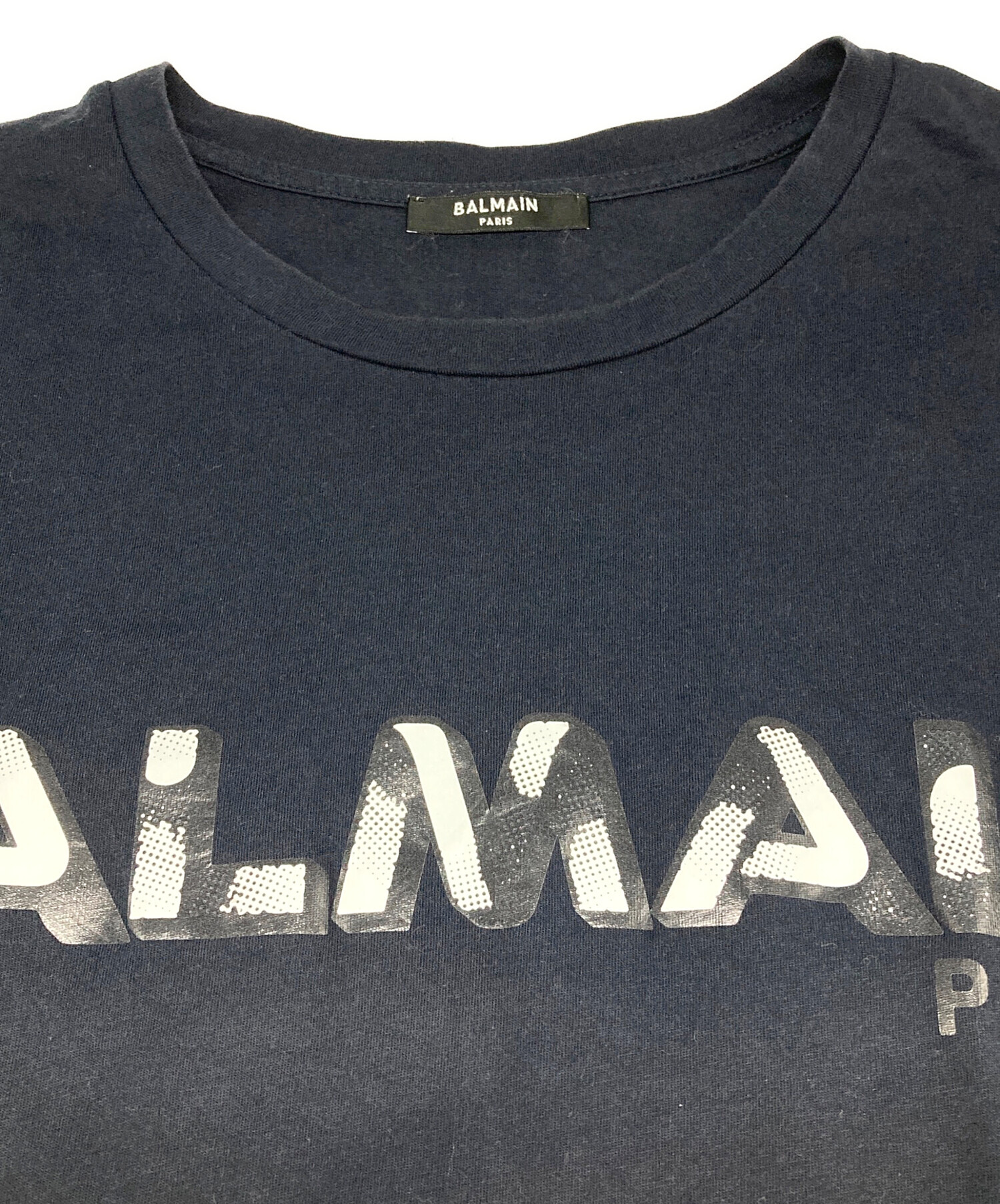 中古・古着通販】BALMAIN (バルマン) プリントTシャツ ネイビー サイズ