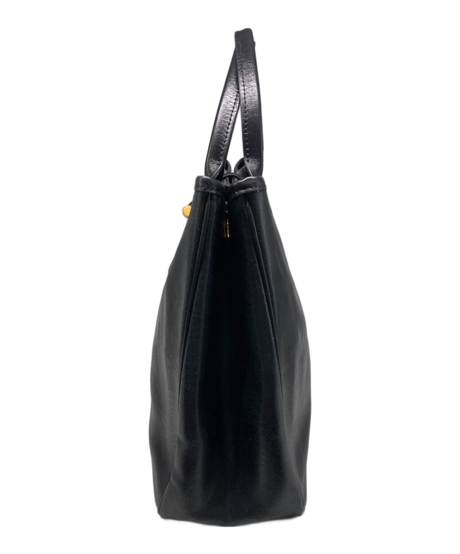 中古・古着通販】LONGCHAMP (ロンシャン) レザートートバッグ ブラック 