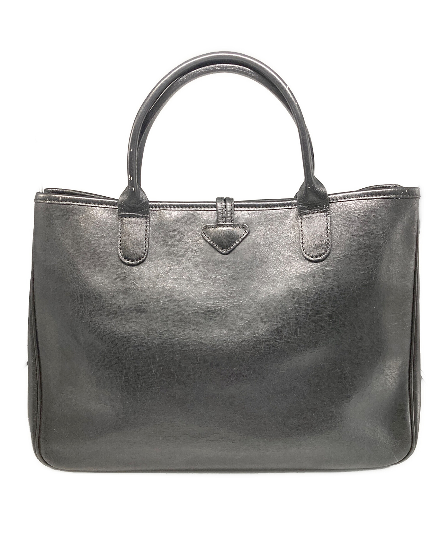 中古・古着通販】LONGCHAMP (ロンシャン) レザートートバッグ ブラック