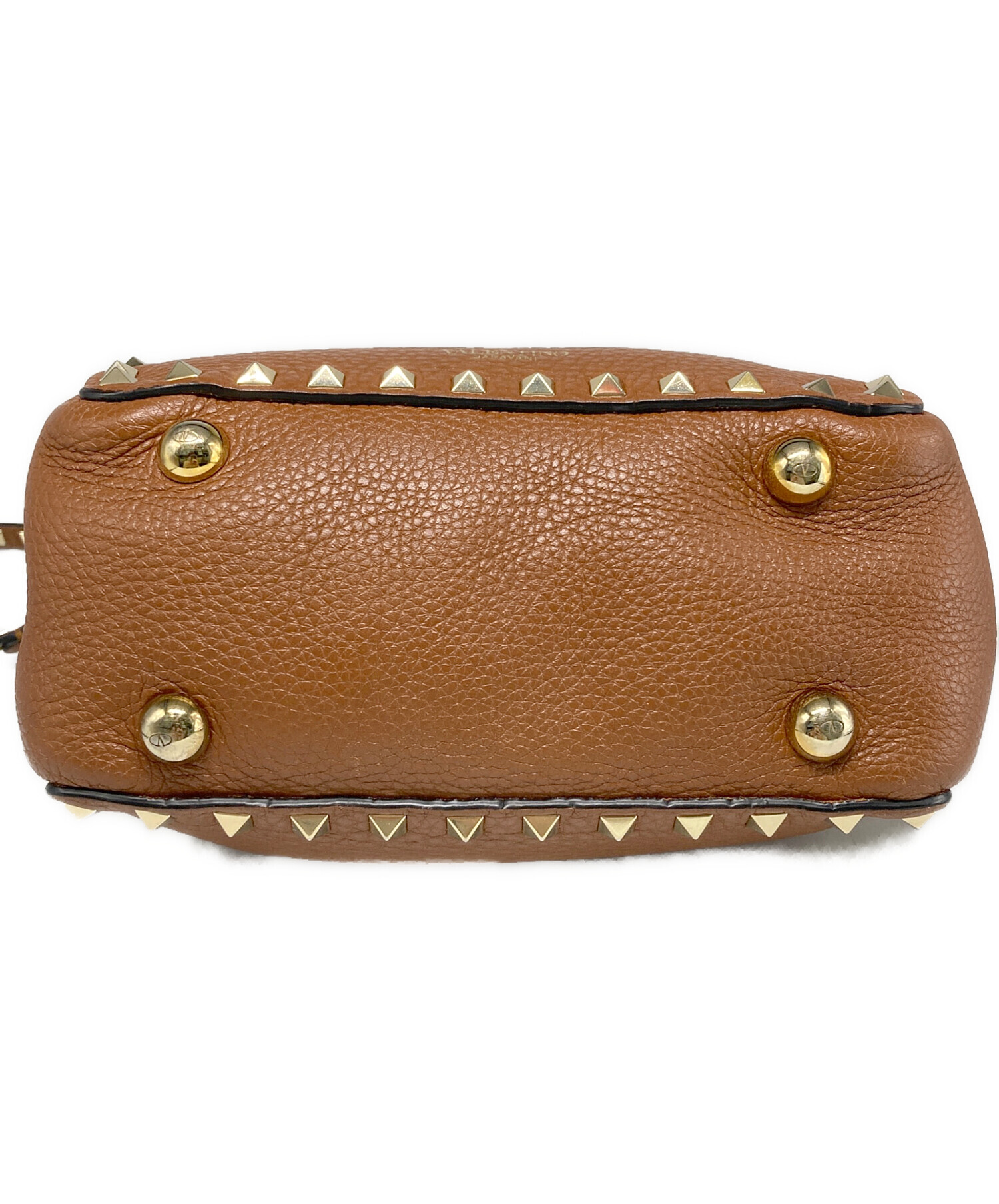 Valentino Garavani 2way ハンドバッグ ブラウン 中古・古着通販】VALENTINO (ヴァレンティノ) 2WAYロックスタッズ