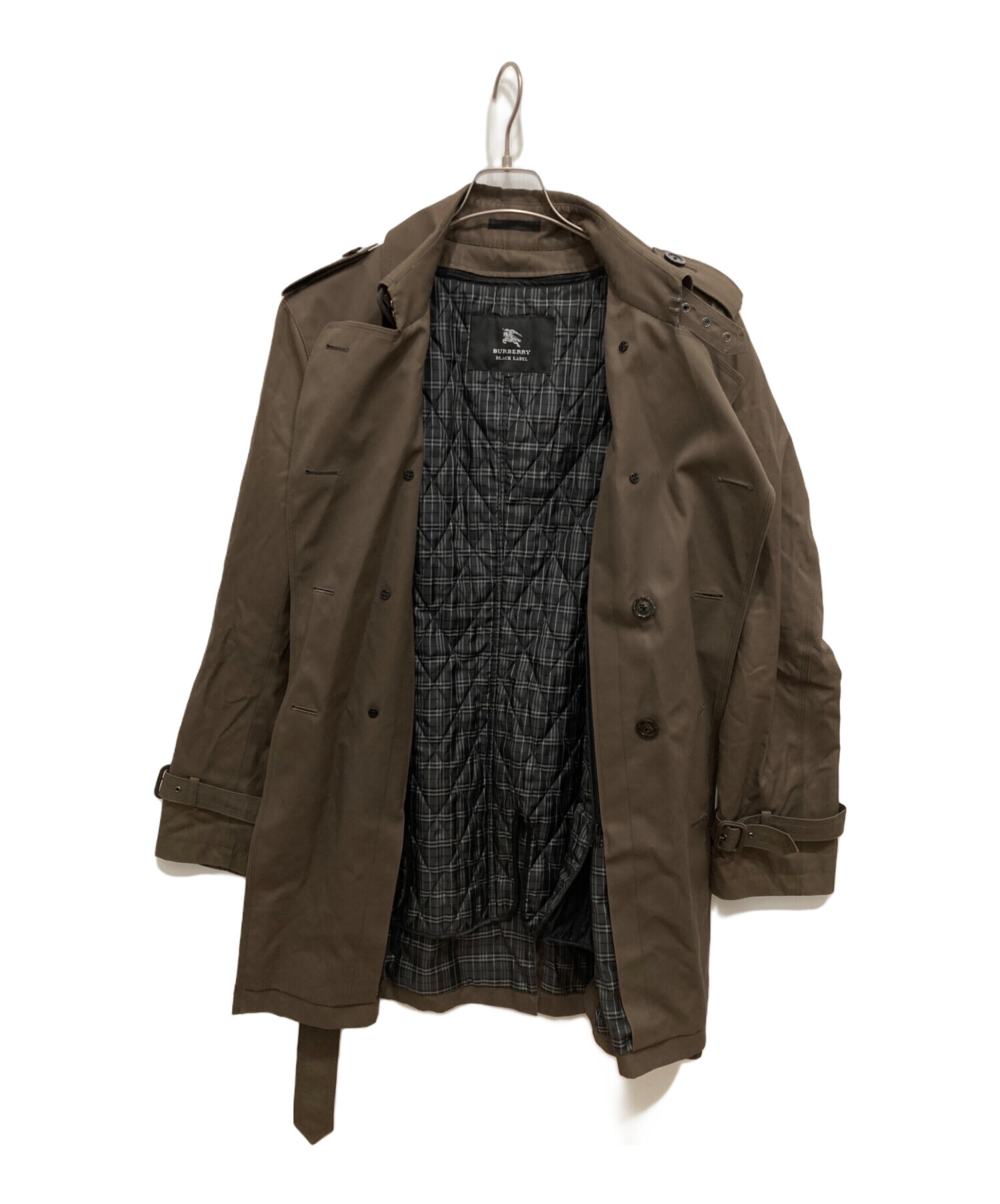 BURBERRY BLACK LABEL☆トレンチコート☆LL☆ブラック☆中古 中古・古着通販】BURBERRY BLACK LABEL (バーバリーブラックレーベル