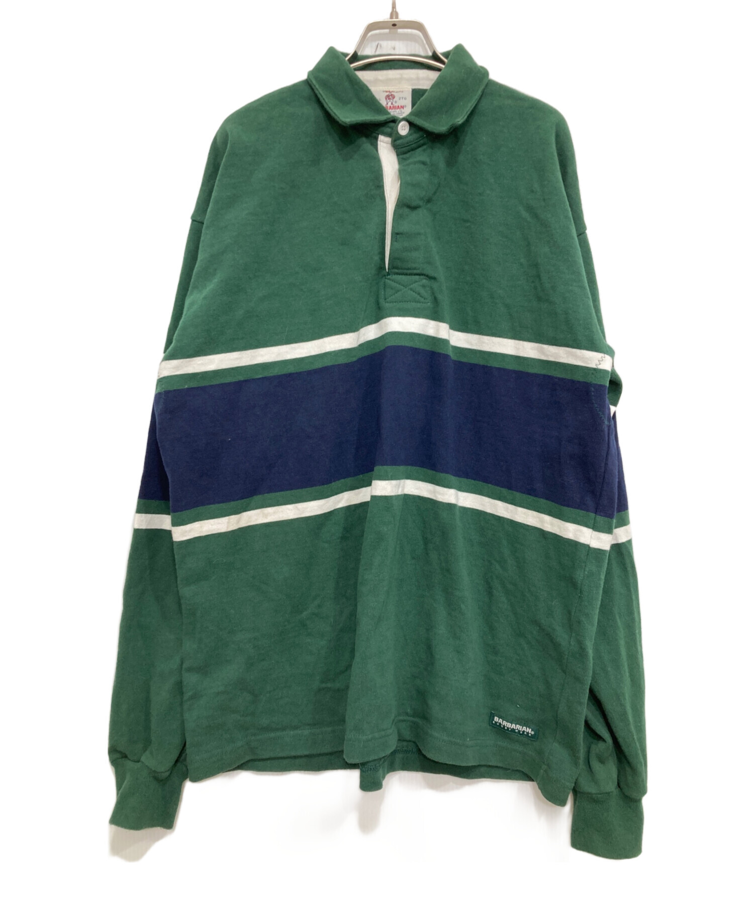 w*】様 CLUBHAUS BARBARIAN ラガーシャツ Green×Bei 中古・古着通販】BARBARIAN (バーバリアン) ラガーシャツ グリーン