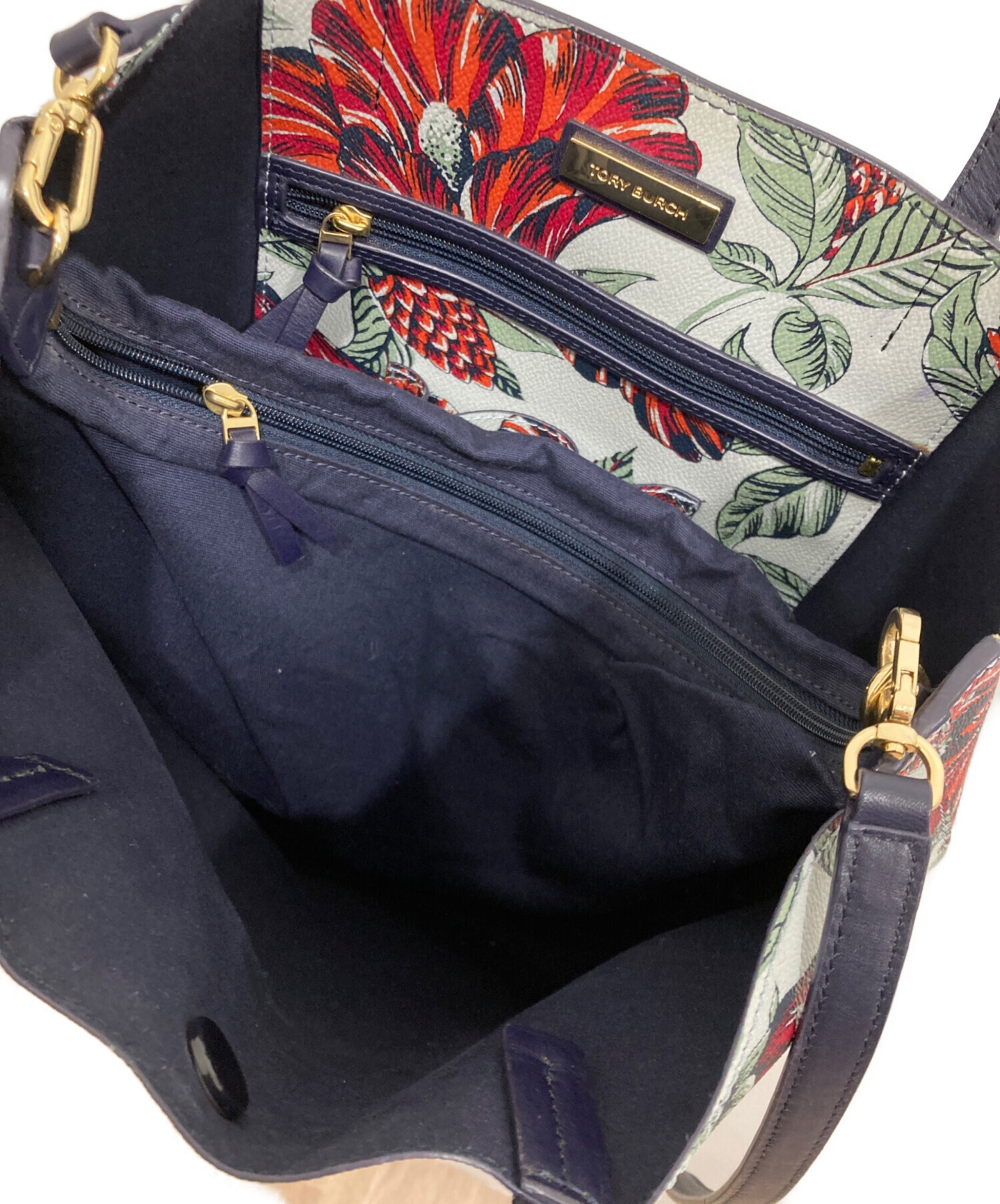 中古・古着通販】TORY BURCH (トリーバーチ) 花柄2WAYバッグ スカイ