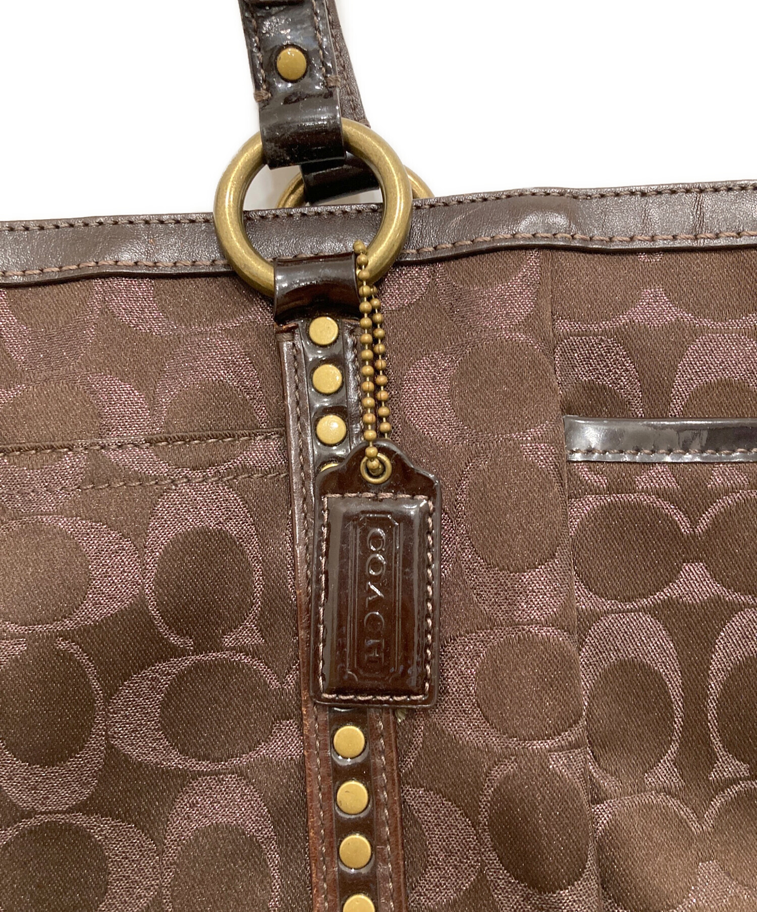 中古・古着通販】COACH (コーチ) シグネチャースタッズトートバッグ