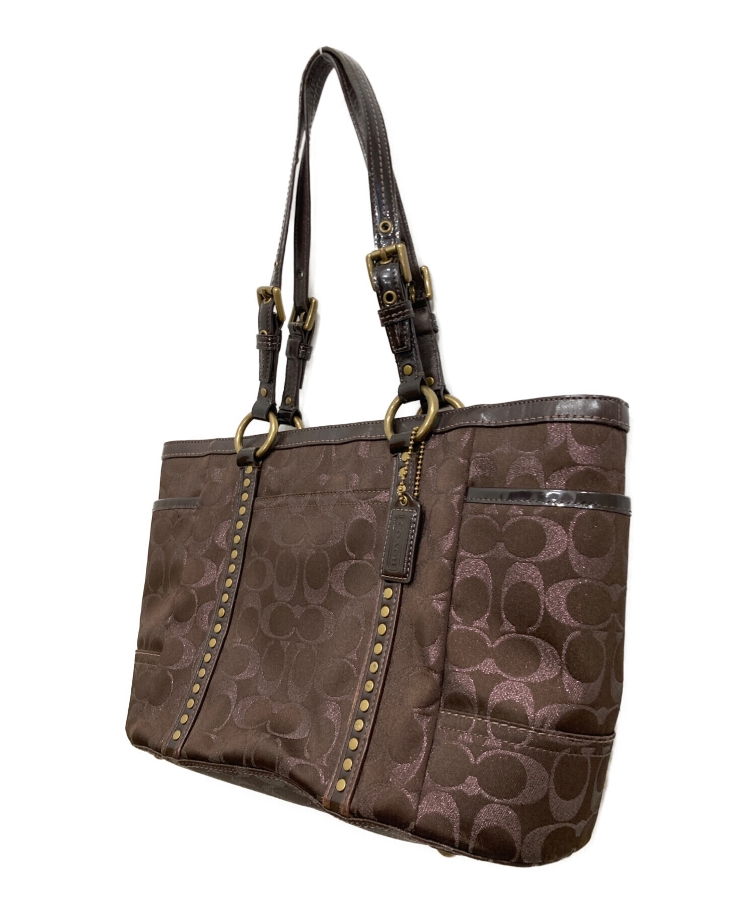 中古・古着通販】COACH (コーチ) シグネチャースタッズトートバッグ
