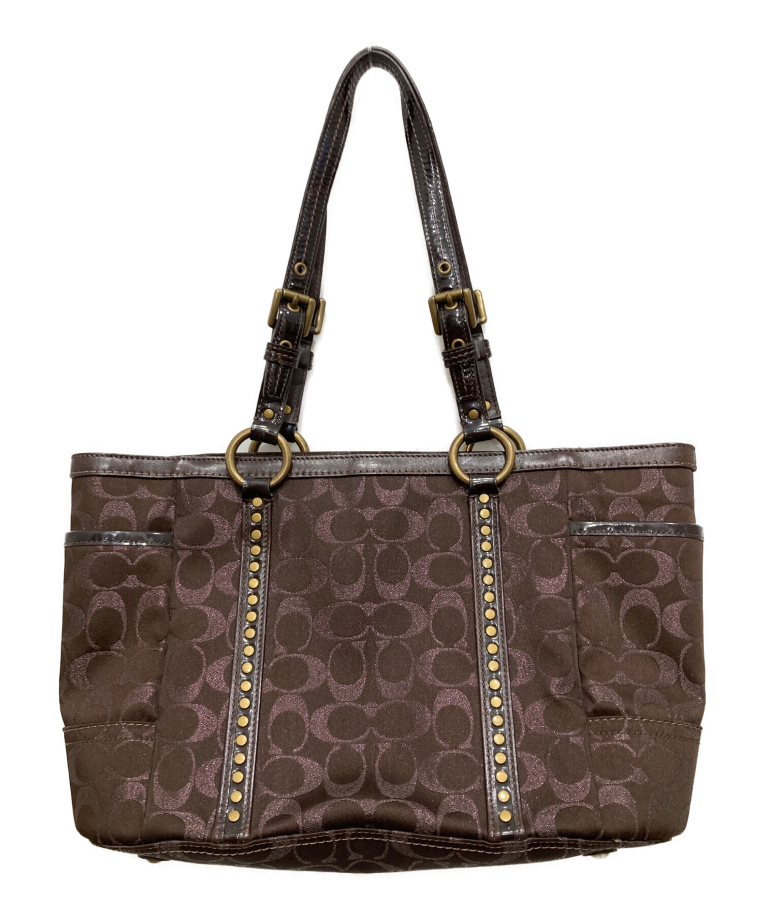 古着　廃盤品　コーチ　トートバッグ　ストライプ　スエード　A4可　y2k 大容量 中古・古着通販】COACH (コーチ) シグネチャースタッズトートバッグ