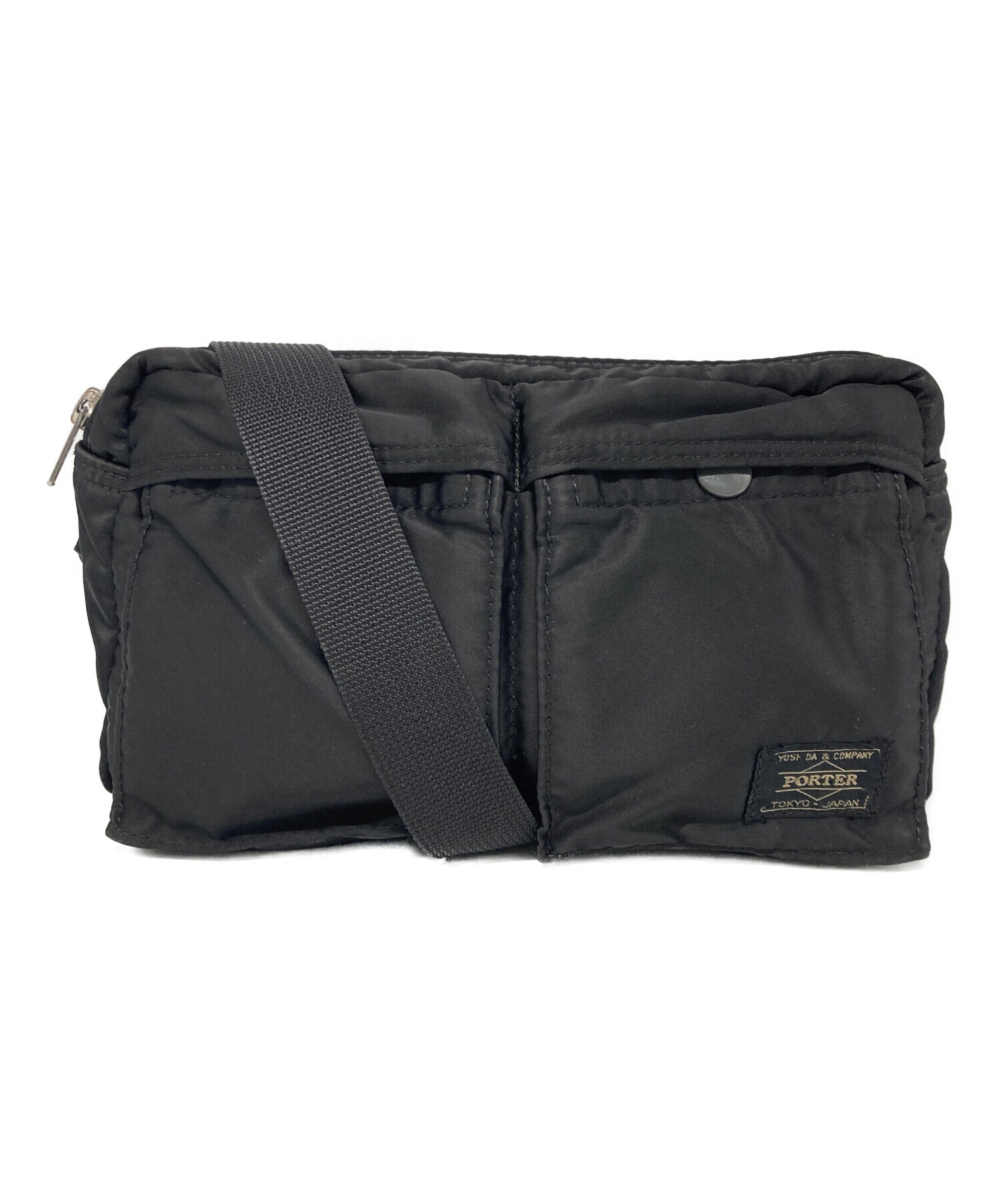 PORTER ボディバッグ ブラック デニム　中古美品 中古・古着通販】PORTER (ポーター) TANKER ボディバッグ ブラック