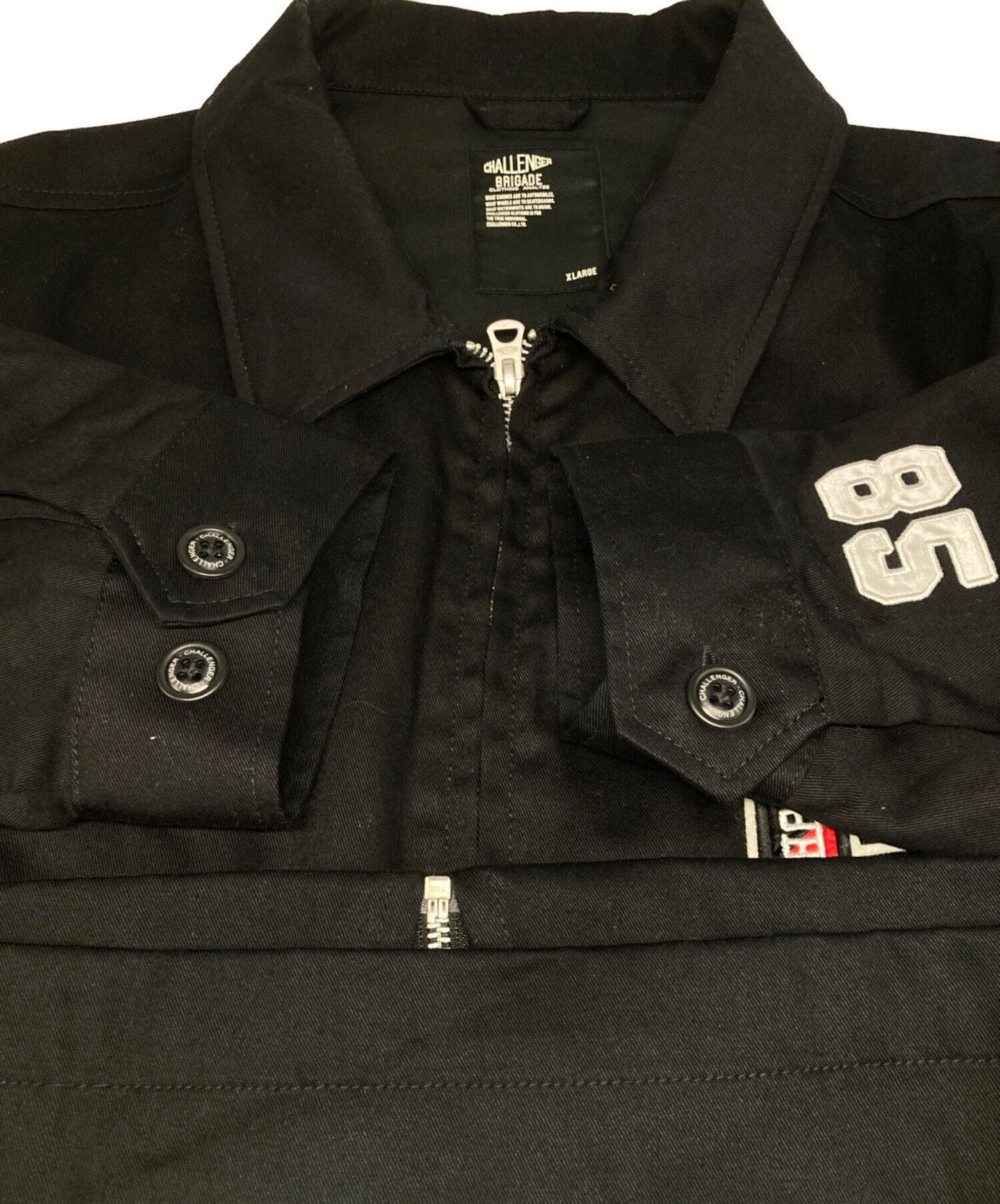 CHALLENGER チャレンジャー ノーカラージャケット ブラックXL 中古・古着通販】CHALLENGER (チャレンジャー) COLLEGE DRIZZLER