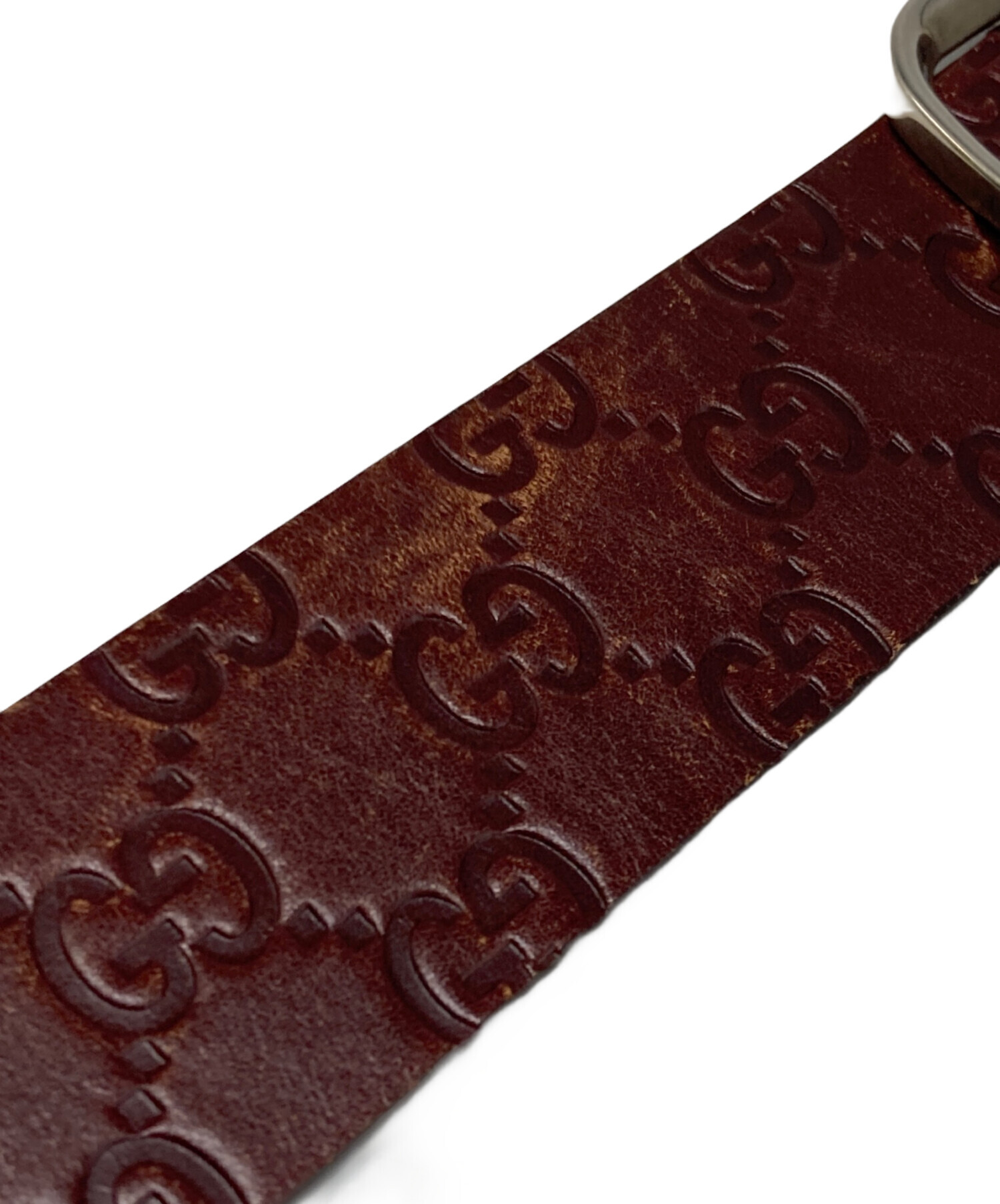 中古・古着通販】GUCCI (グッチ) GG柄グッチシマレザーベルト ブラウン