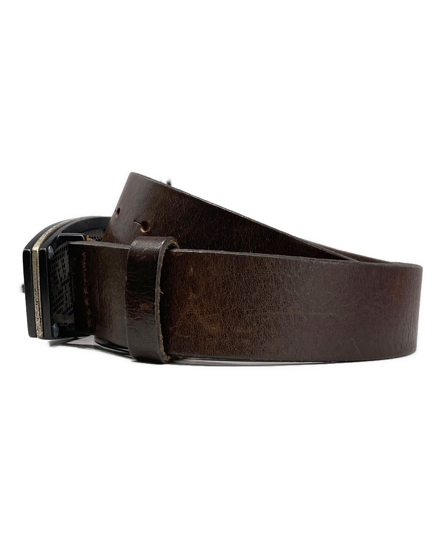 中古・古着通販】DIESEL (ディーゼル) ロゴバックルベルト ブラウン