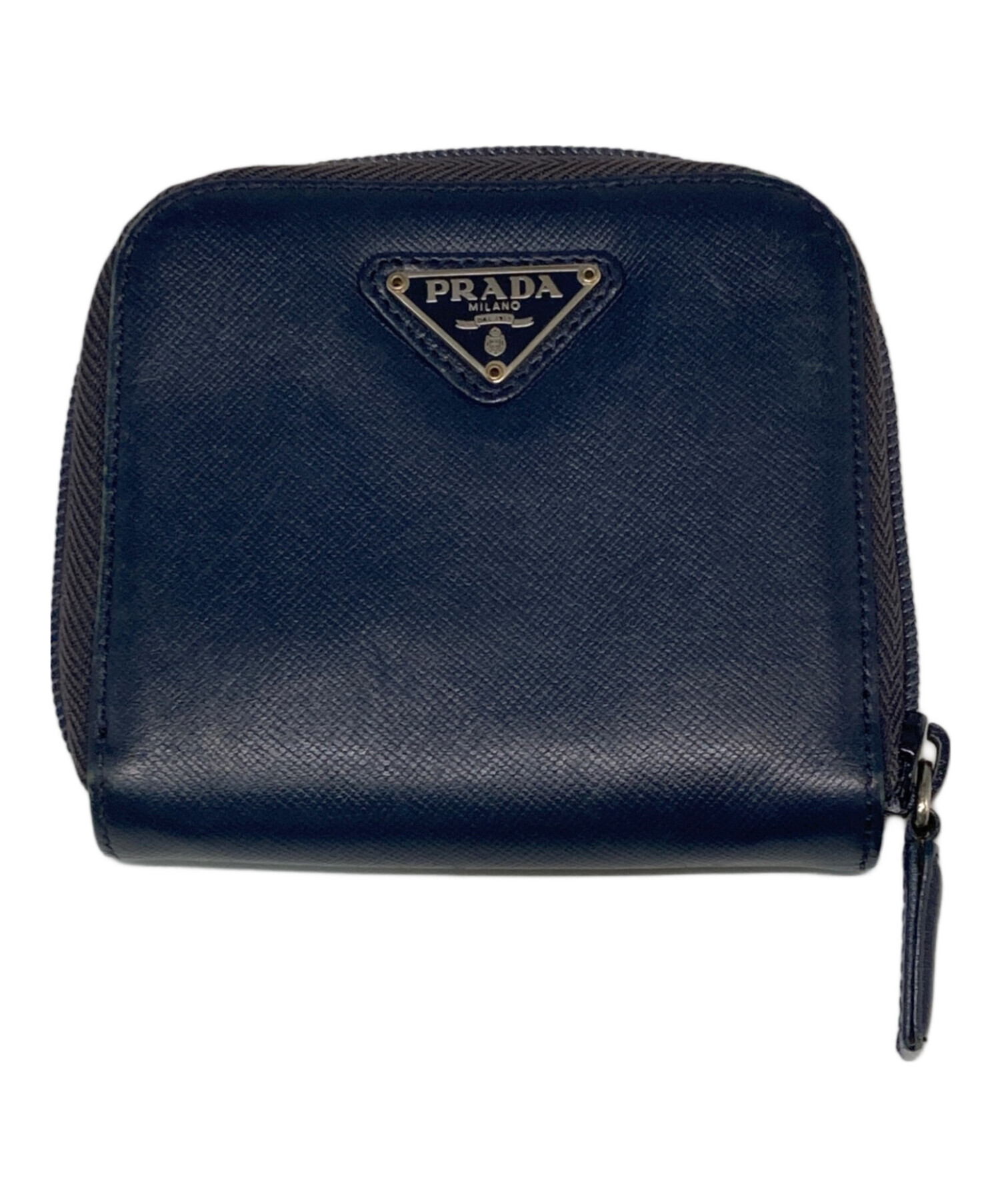 PRADA ネイビー　二つ折り財布 中古・古着通販】PRADA (プラダ) 2つ折り財布 ネイビー｜ブランド