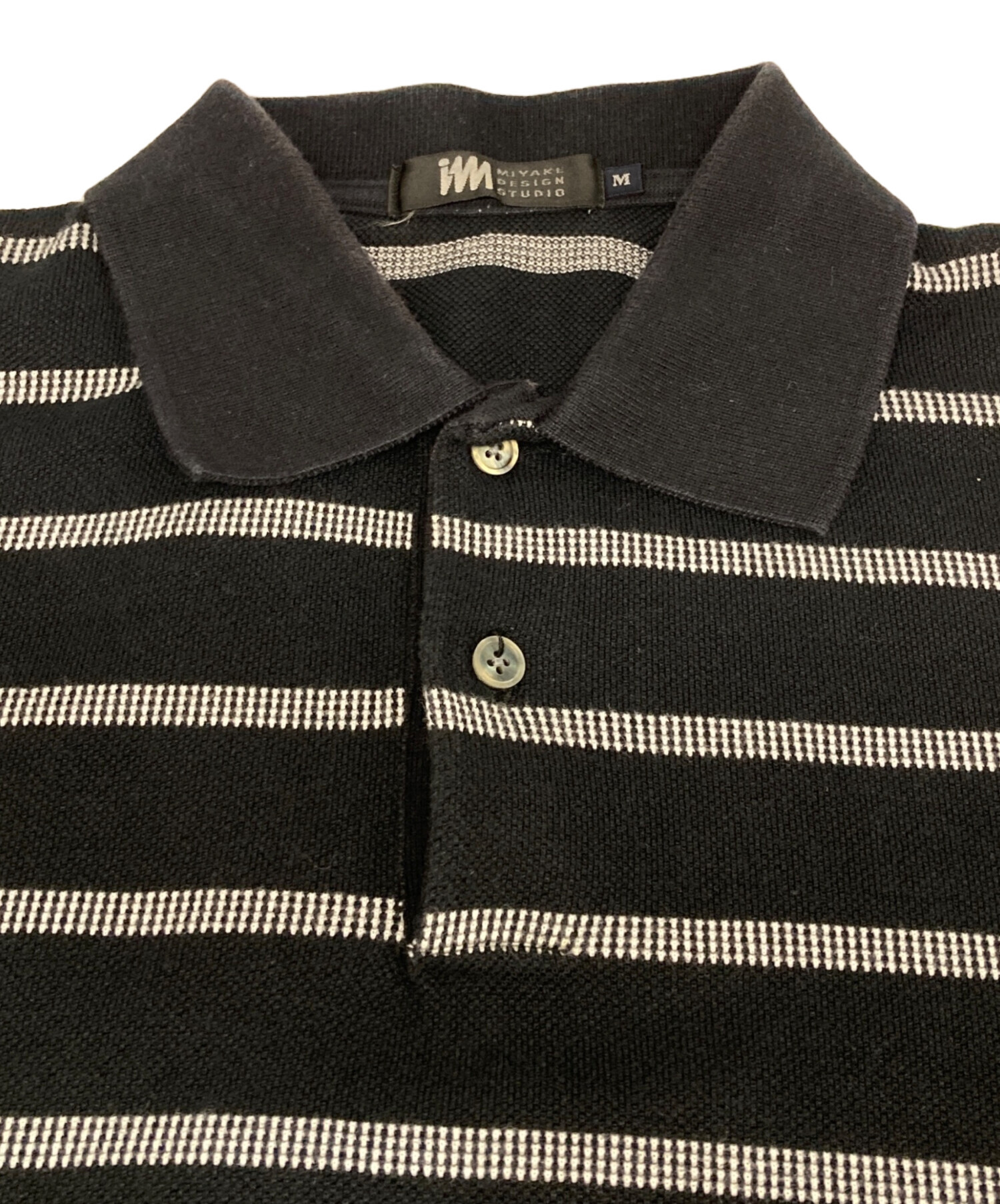 A.PRESSE ポロシャツ 2(M位) アイボリーx黒系(ボーダー) 【古着】【中古】 中古・古着通販】ISSEY MIYAKE DESIGN STUDIO (イッセイミヤケ