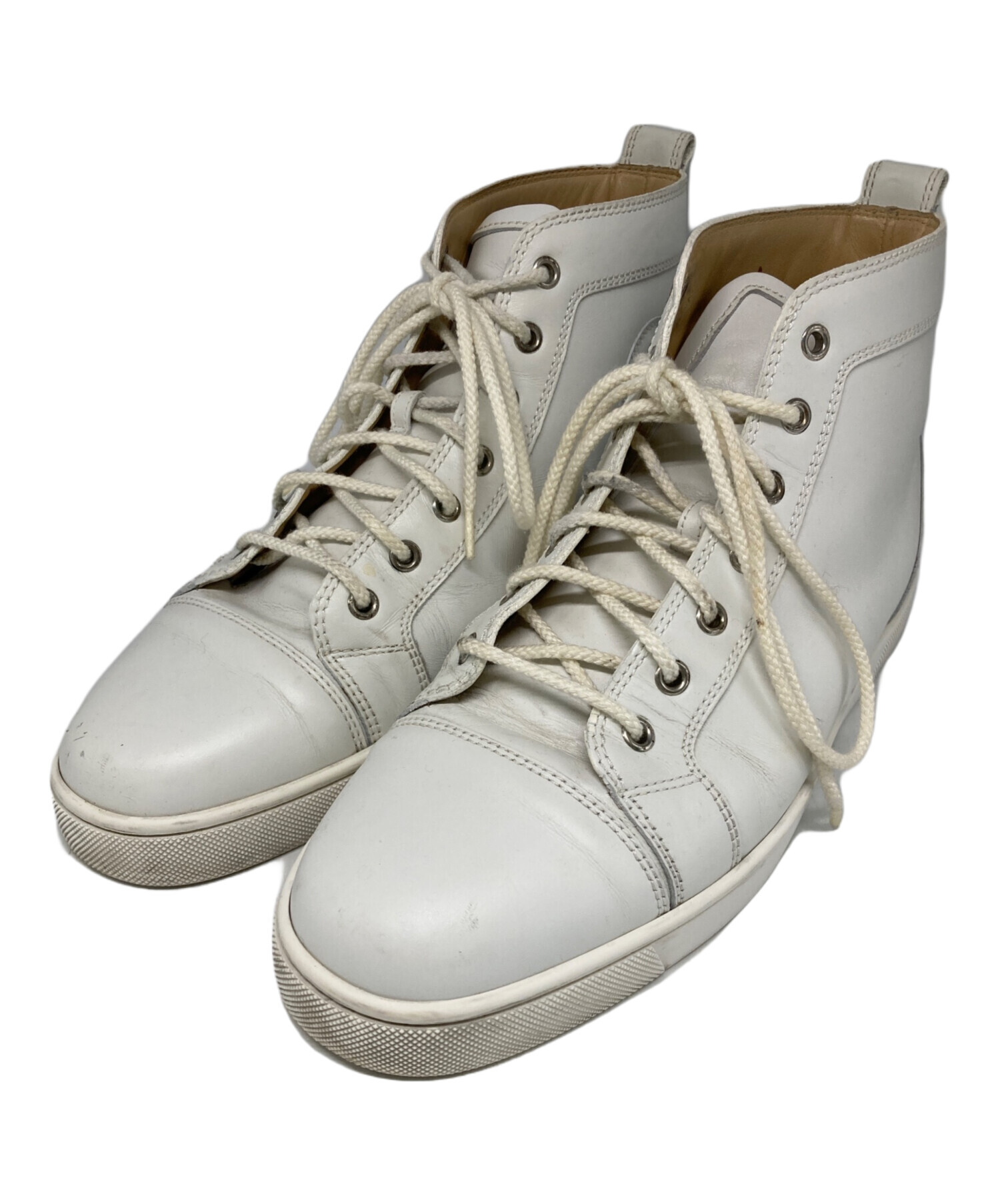 イ*ク様 クリスチャンルブタン　ハイカットスニーカー　カーフレザー　ホワイト　4 中古・古着通販】Christian Louboutin (クリスチャン・ルブタン) LOUIS