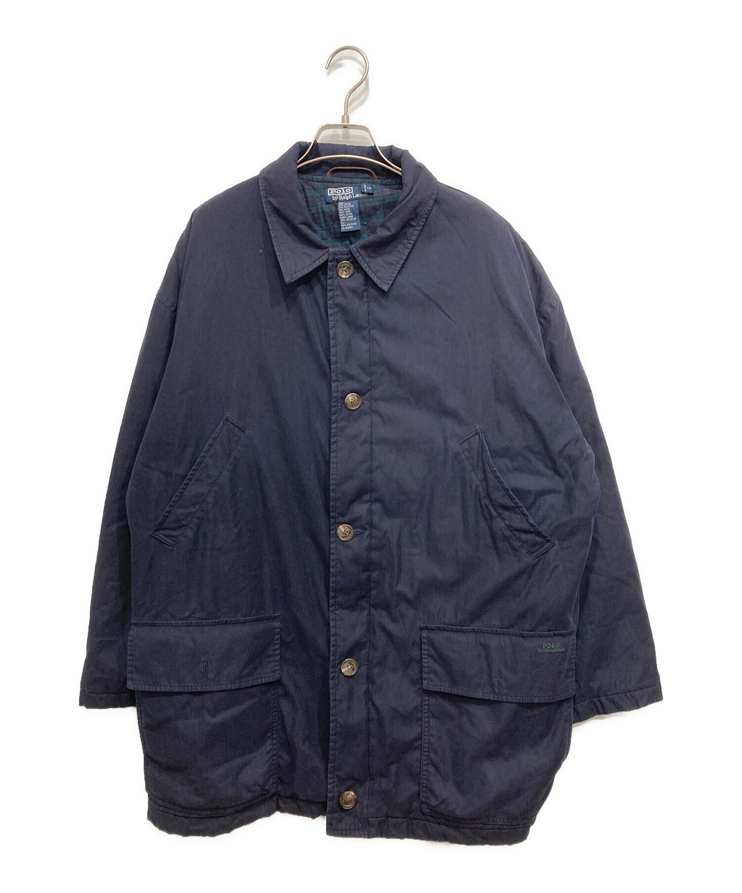 ラルフローレン　綿１００％　ステンカラーコート　ネイビー　美品 中古・古着通販】POLO RALPH LAUREN (ポロ・ラルフローレン) 中綿