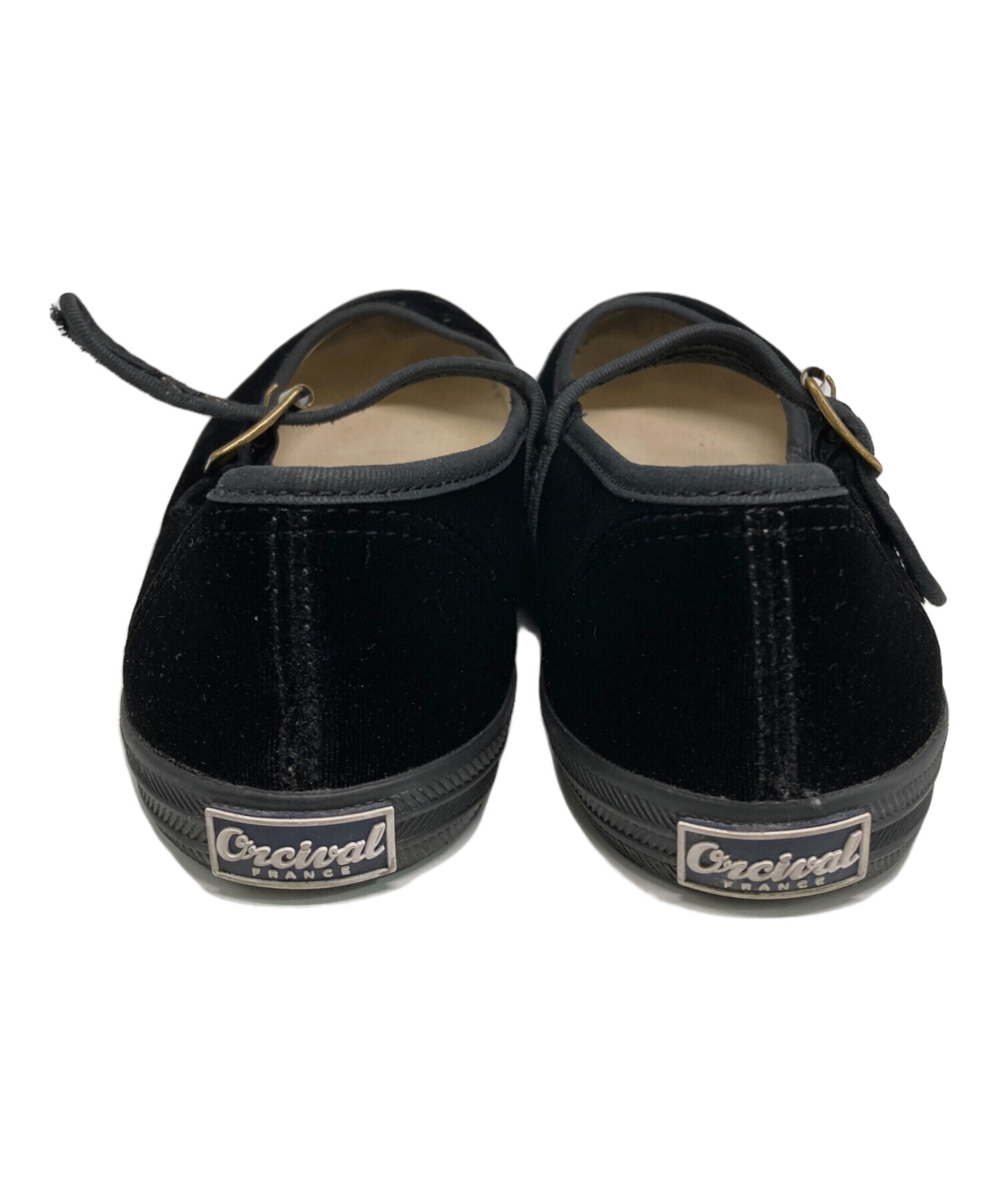 【Orcival】オーシバル　 ベルベットストラップシューズ 　黒　size24 中古・古着通販】ORCIVAL (オーシバル) ベルベットストラップシューズ
