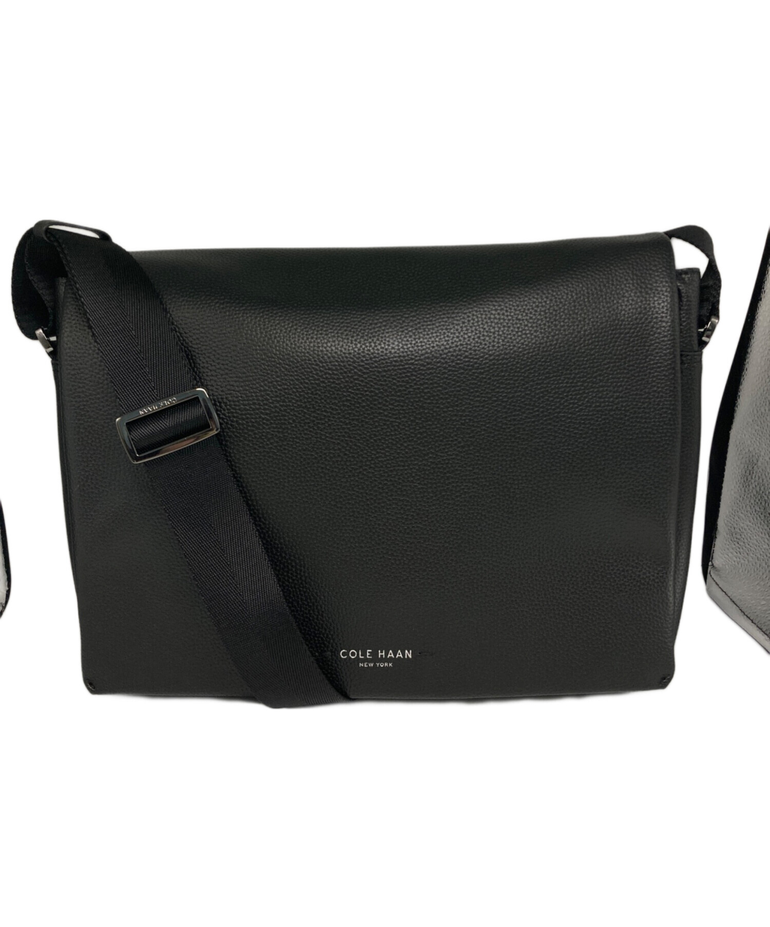 美品　COLE HAAN コールハーン　メッセンジャーバッグ　ブラック　レザー 中古・古着通販】COLE HAAN (コールハーン) ベルモントメッセンジャー