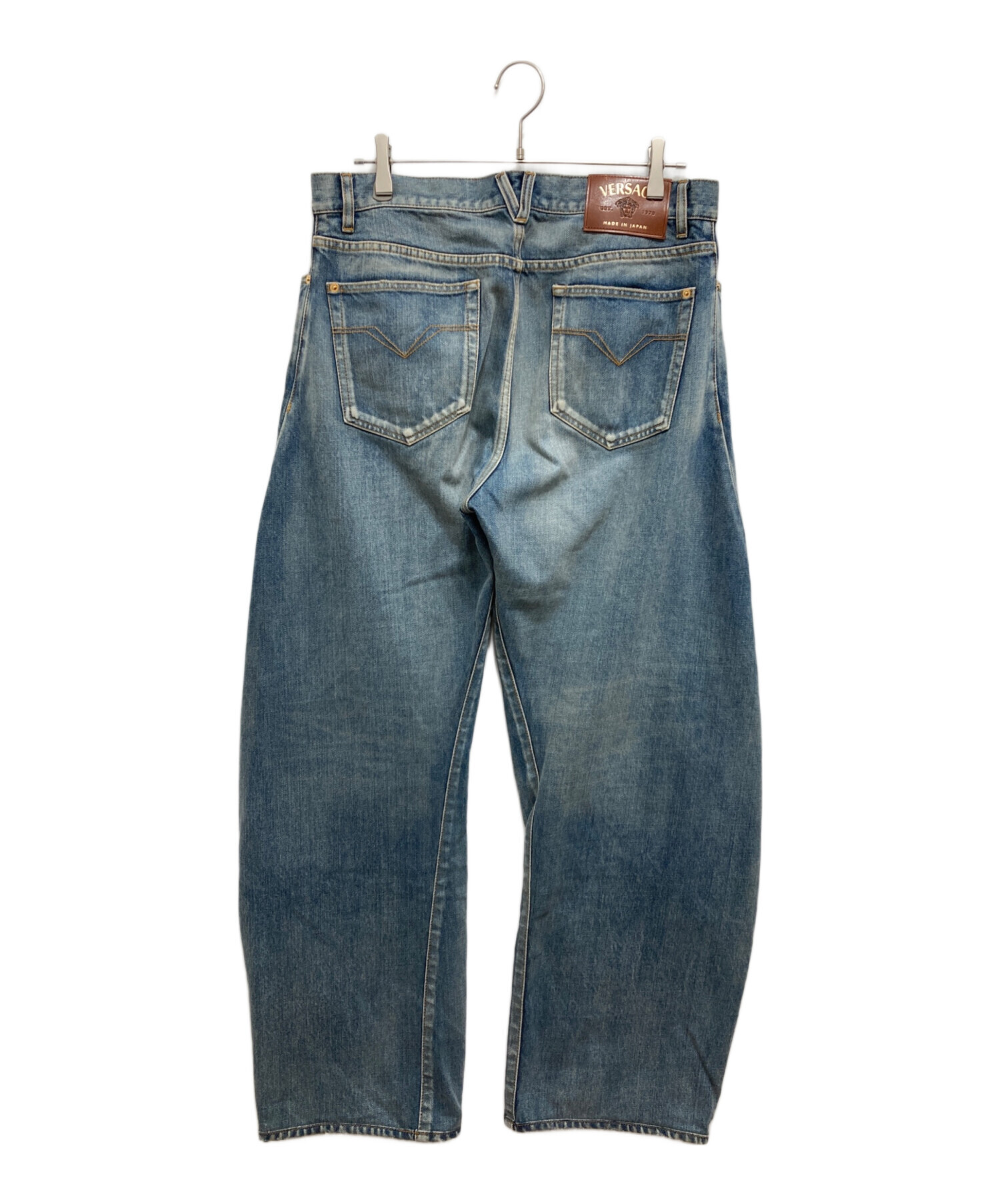 OLD VERSACE ヴェルサーチ タックワイドパンツ ネイビー 古着 中古・古着通販】VERSACE (ヴェルサーチ) Made in Japan Baggy Twisted