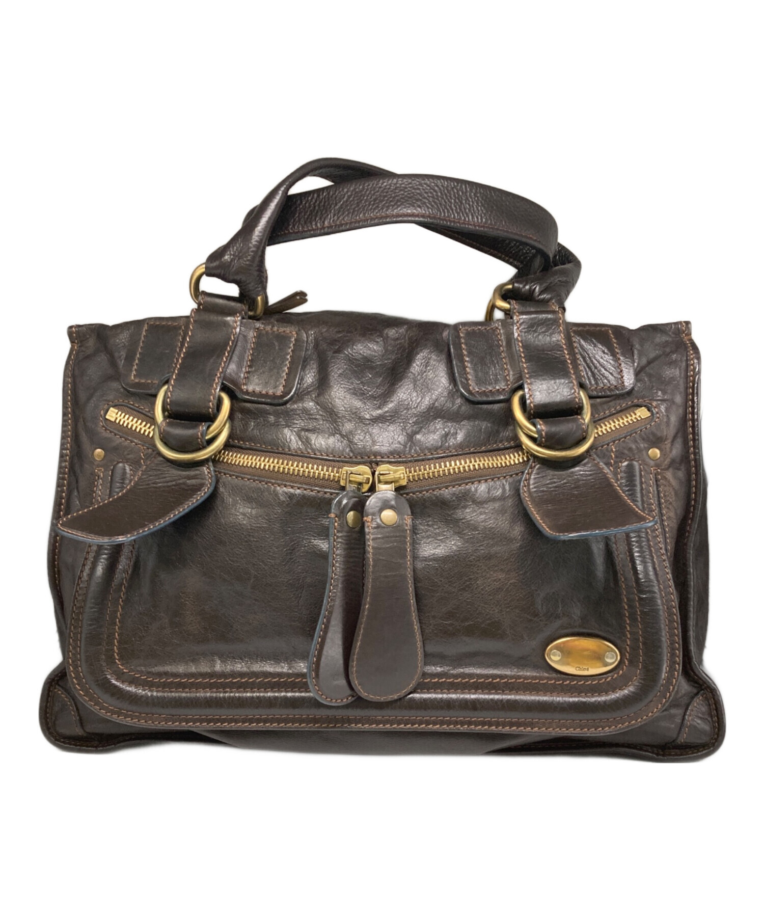 中古・古着通販】Chloe (クロエ) ベイ レザー ハンドバッグ ブラウン