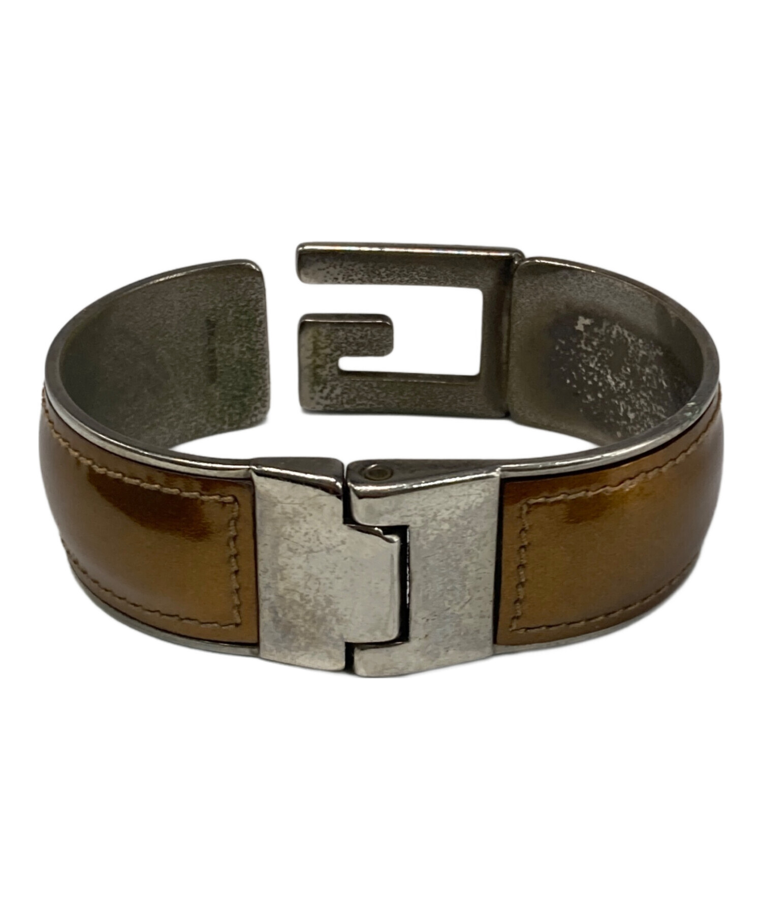 GUCCI グッチレザーバングル 中古・古着通販】GUCCI (グッチ) パテントレザーバングル ブラウン